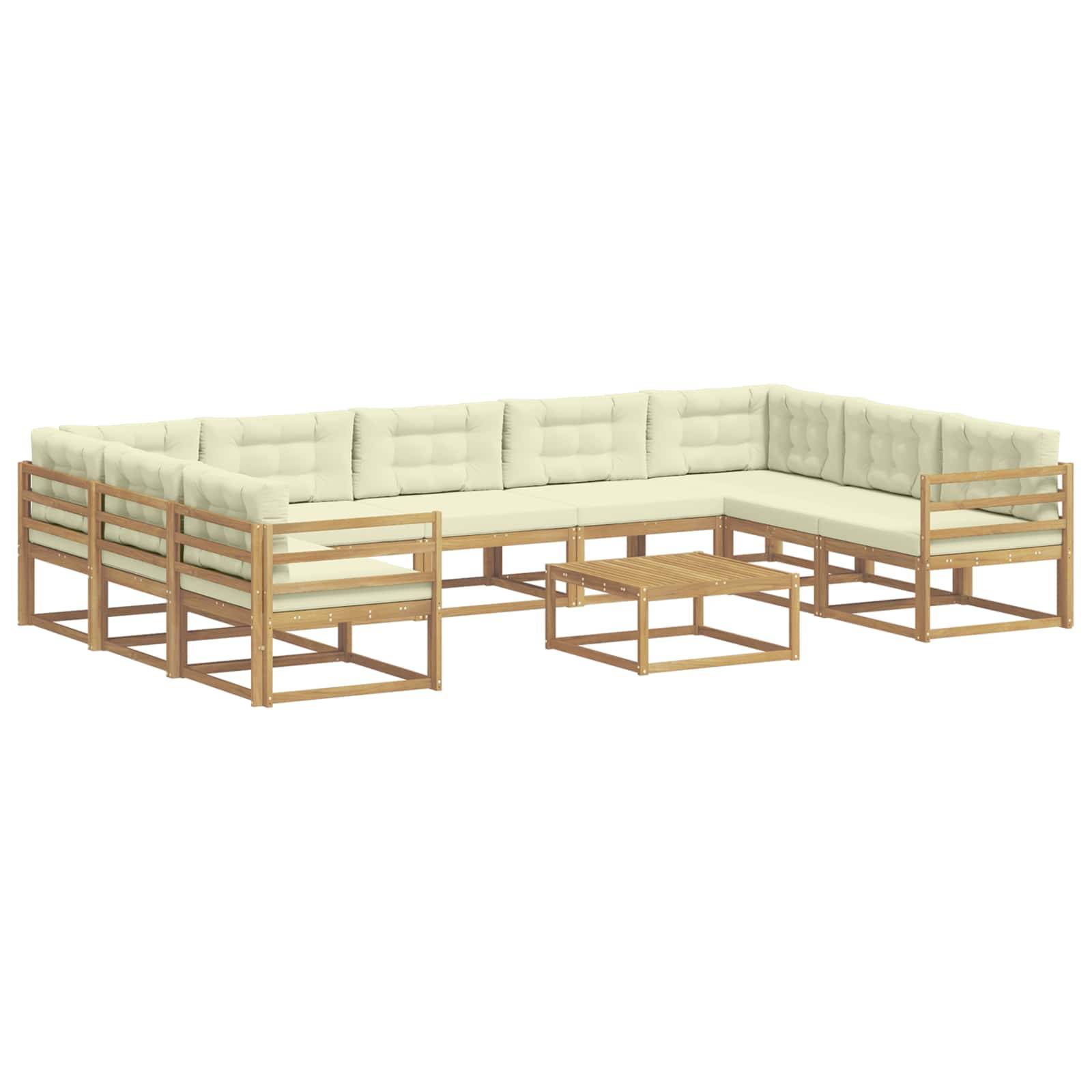 vidaXL Outdoor-Sofagarnitur mit Kissen 10 pcs Weiß und Creme