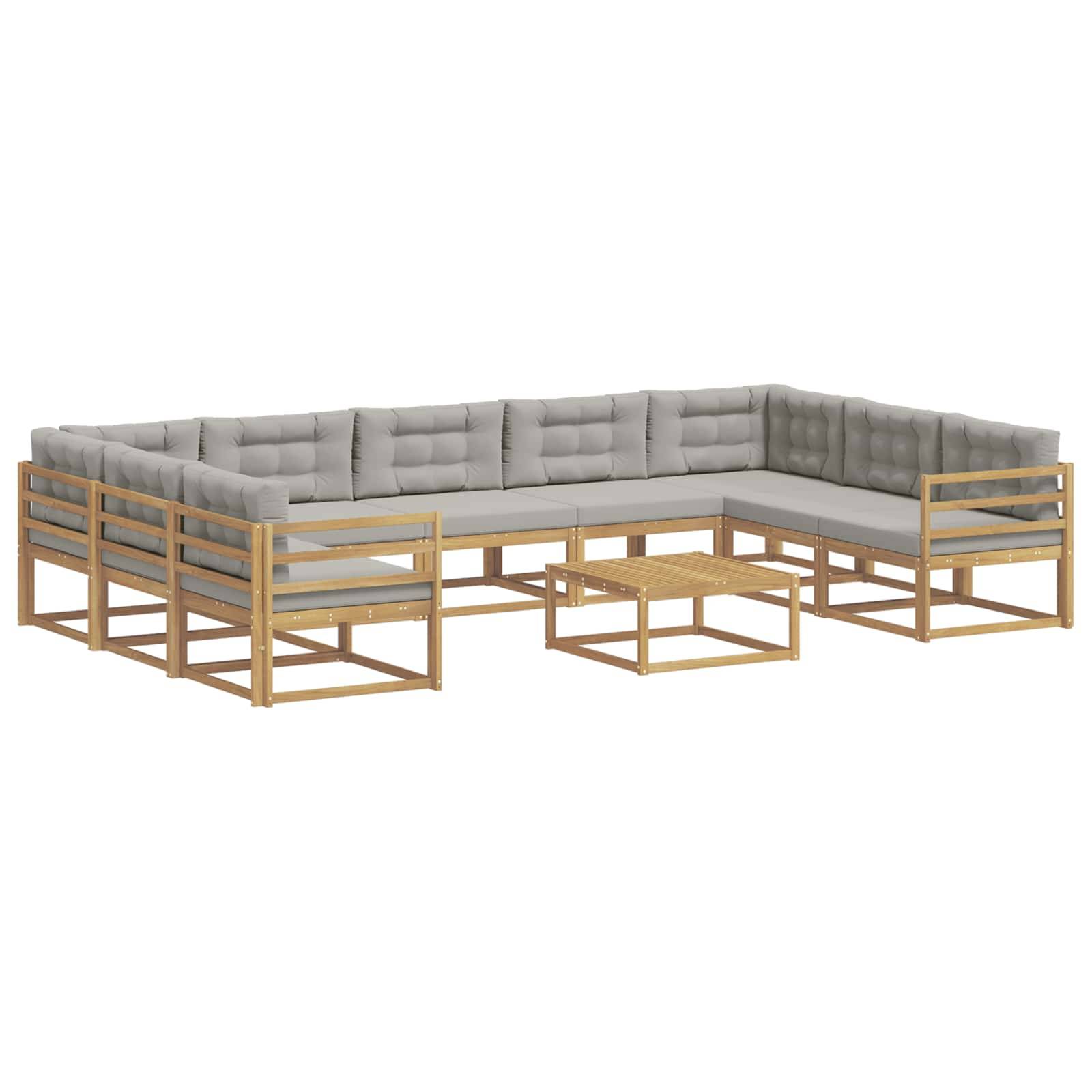 vidaXL Outdoor-Sofagarnitur mit Kissen 10 pcs Weiß und Hellgrau