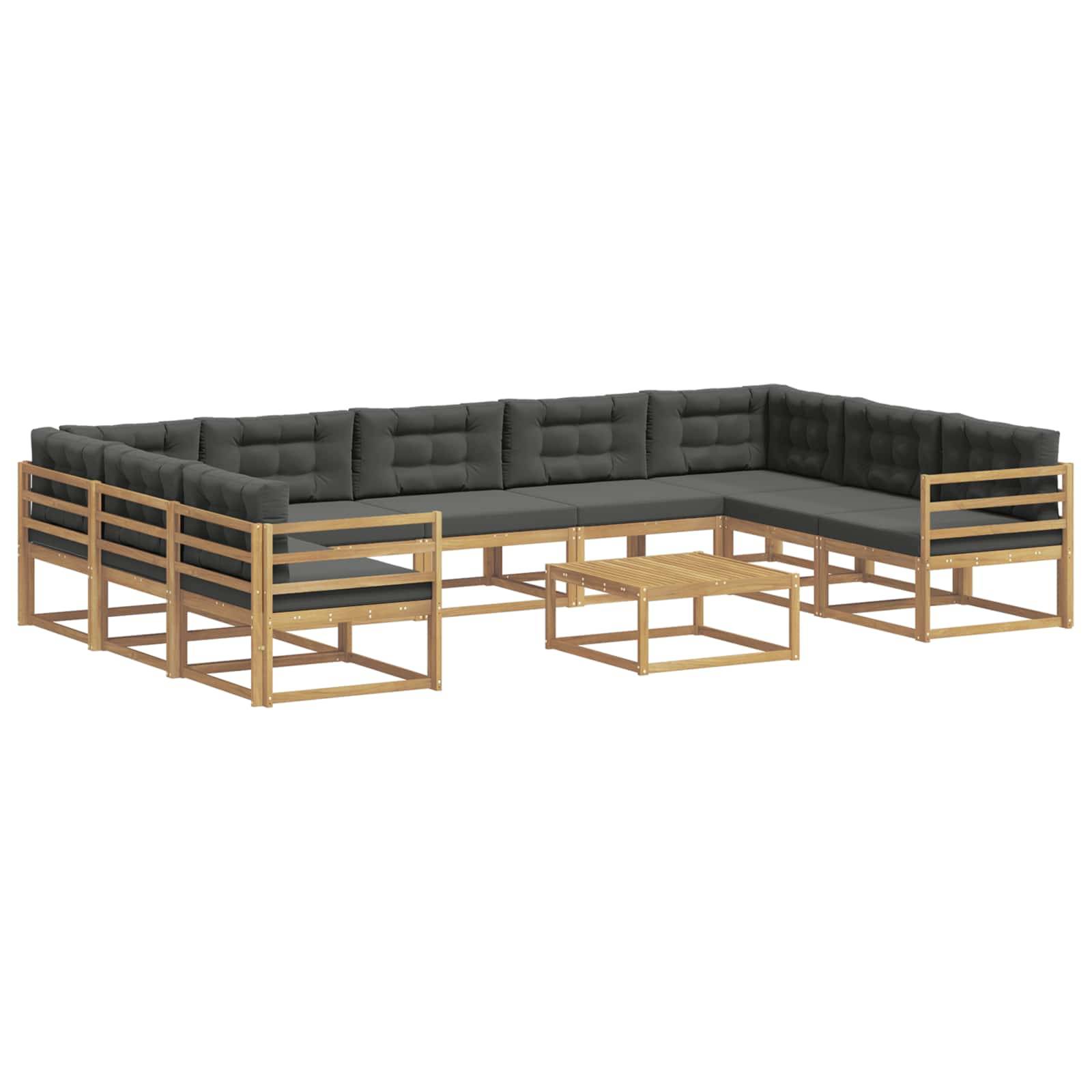 vidaXL Outdoor-Sofagarnitur mit Kissen 10 pcs Weiß und Anthrazit