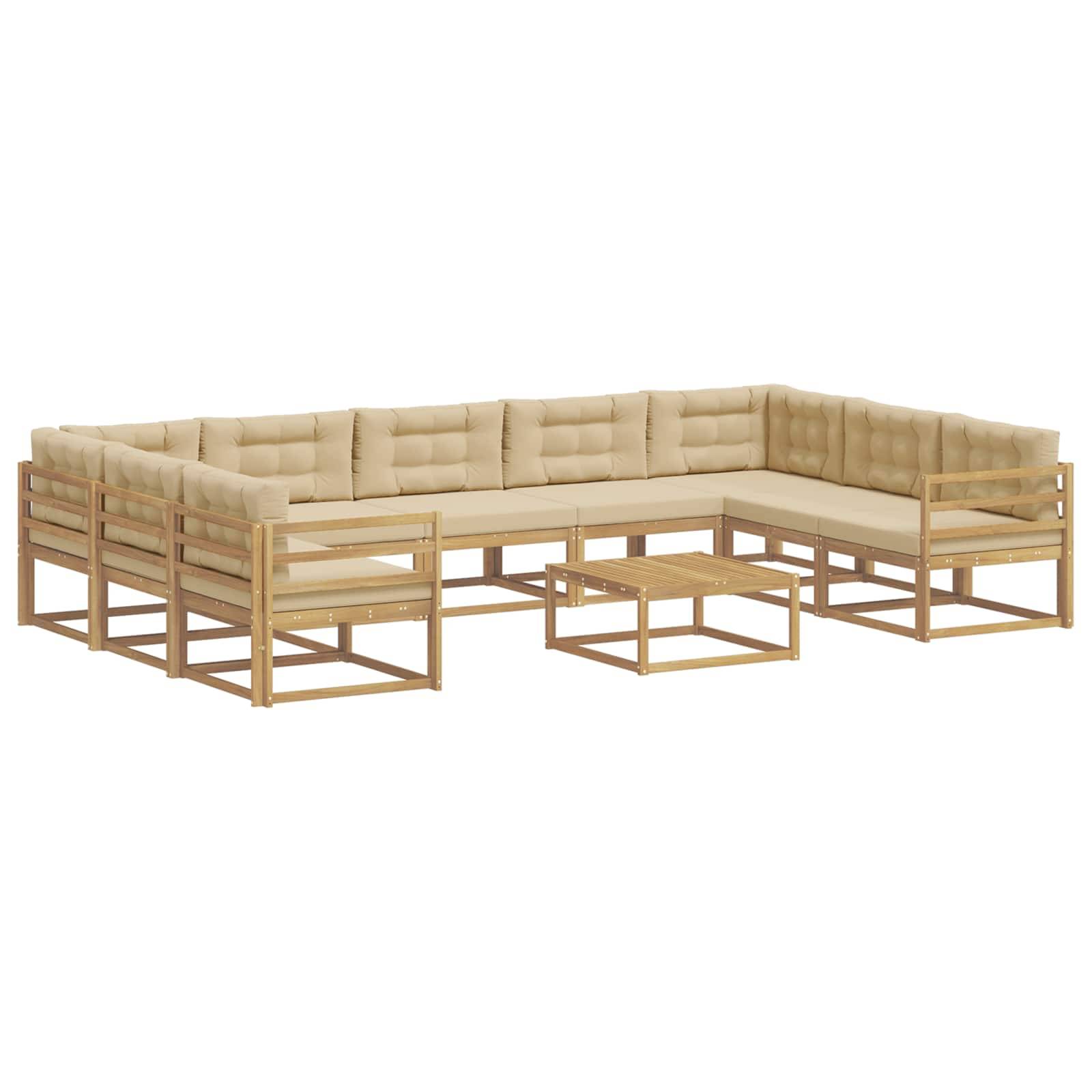 vidaXL Outdoor-Sofagarnitur mit Kissen 10 pcs Weiß und Beige