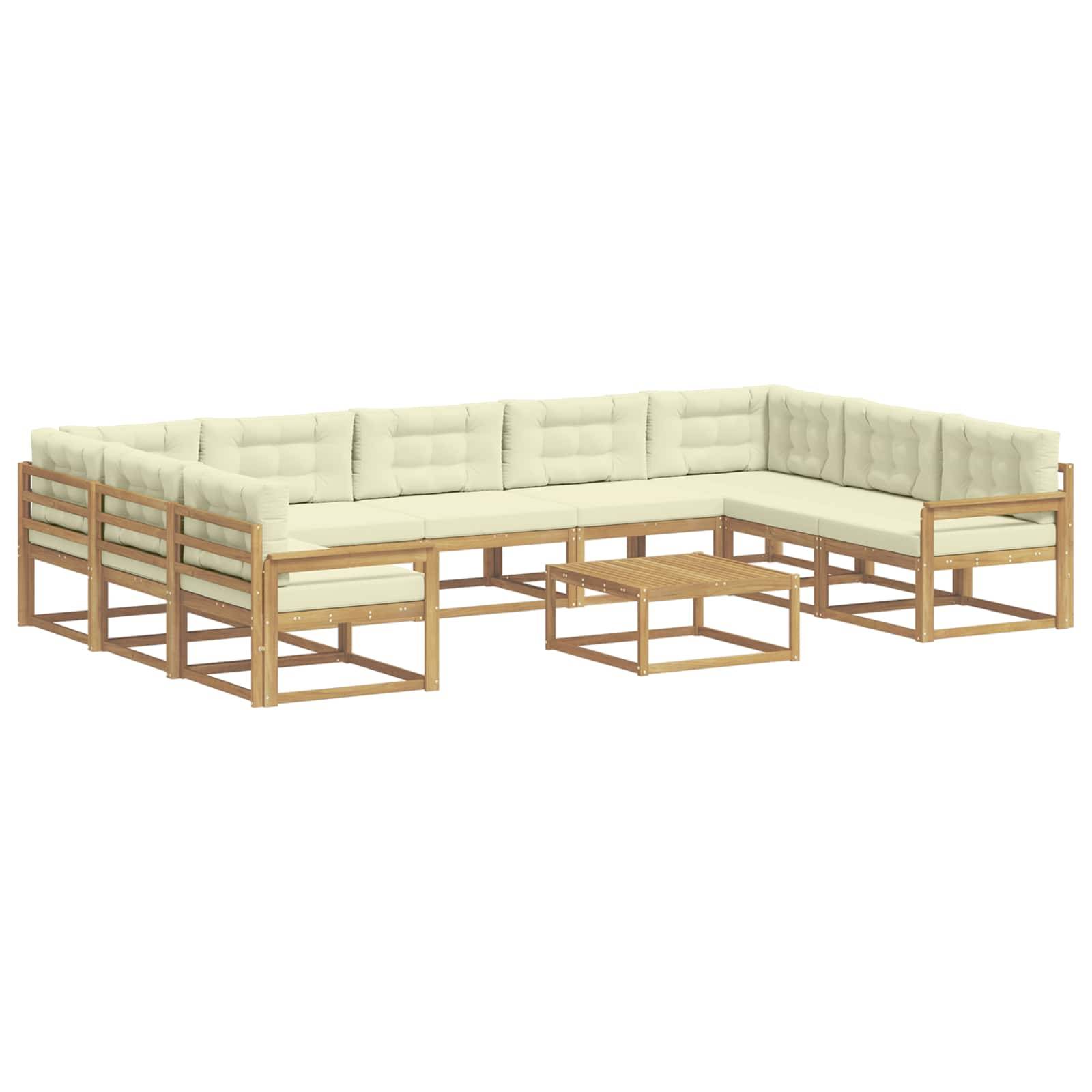 vidaXL Outdoor-Sofagarnitur mit Kissen 10 pcs Weiß und Creme
