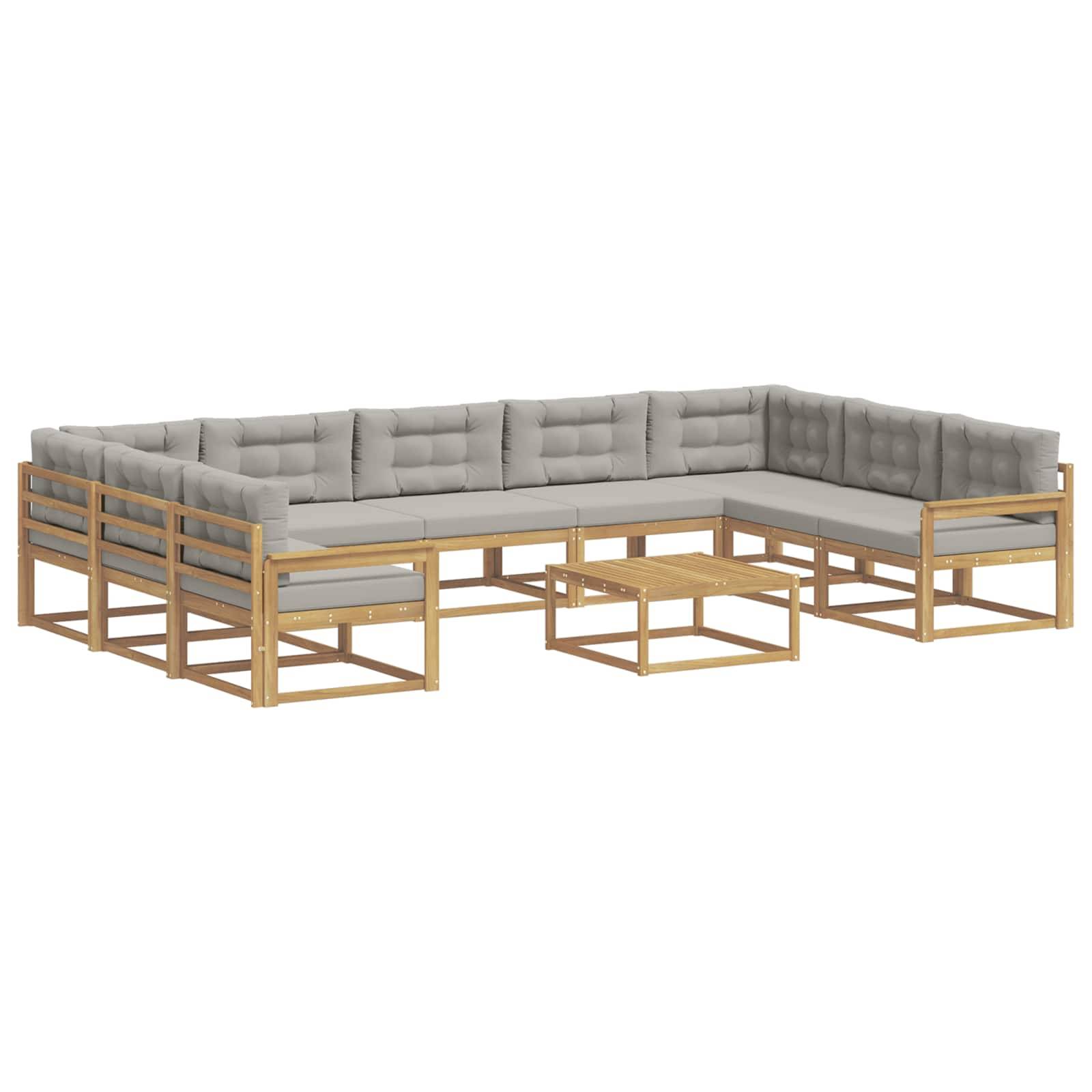 vidaXL Outdoor-Sofagarnitur mit Kissen 10 pcs Weiß und Hellgrau