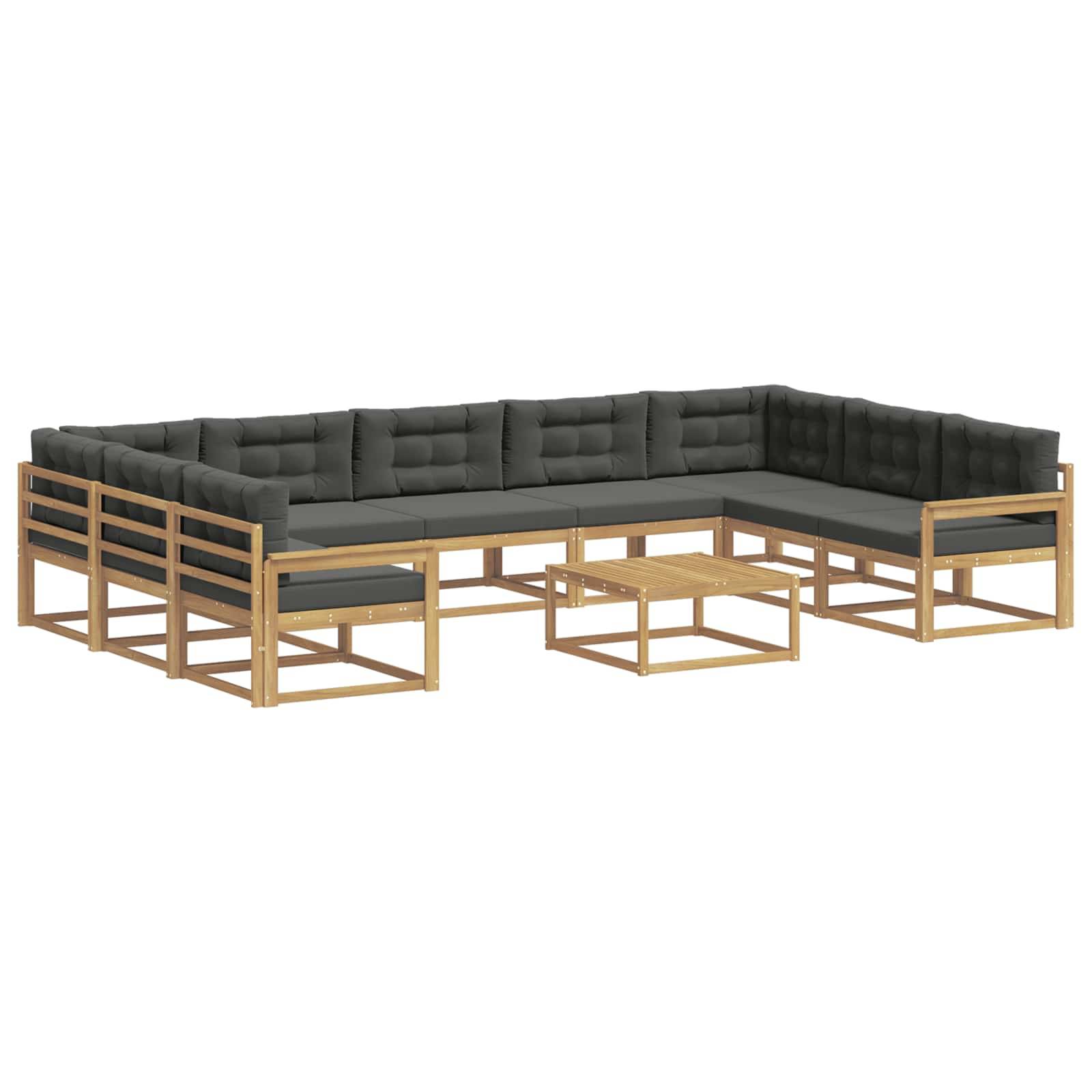 vidaXL Outdoor-Sofagarnitur mit Kissen 10 pcs Weiß und Anthrazit