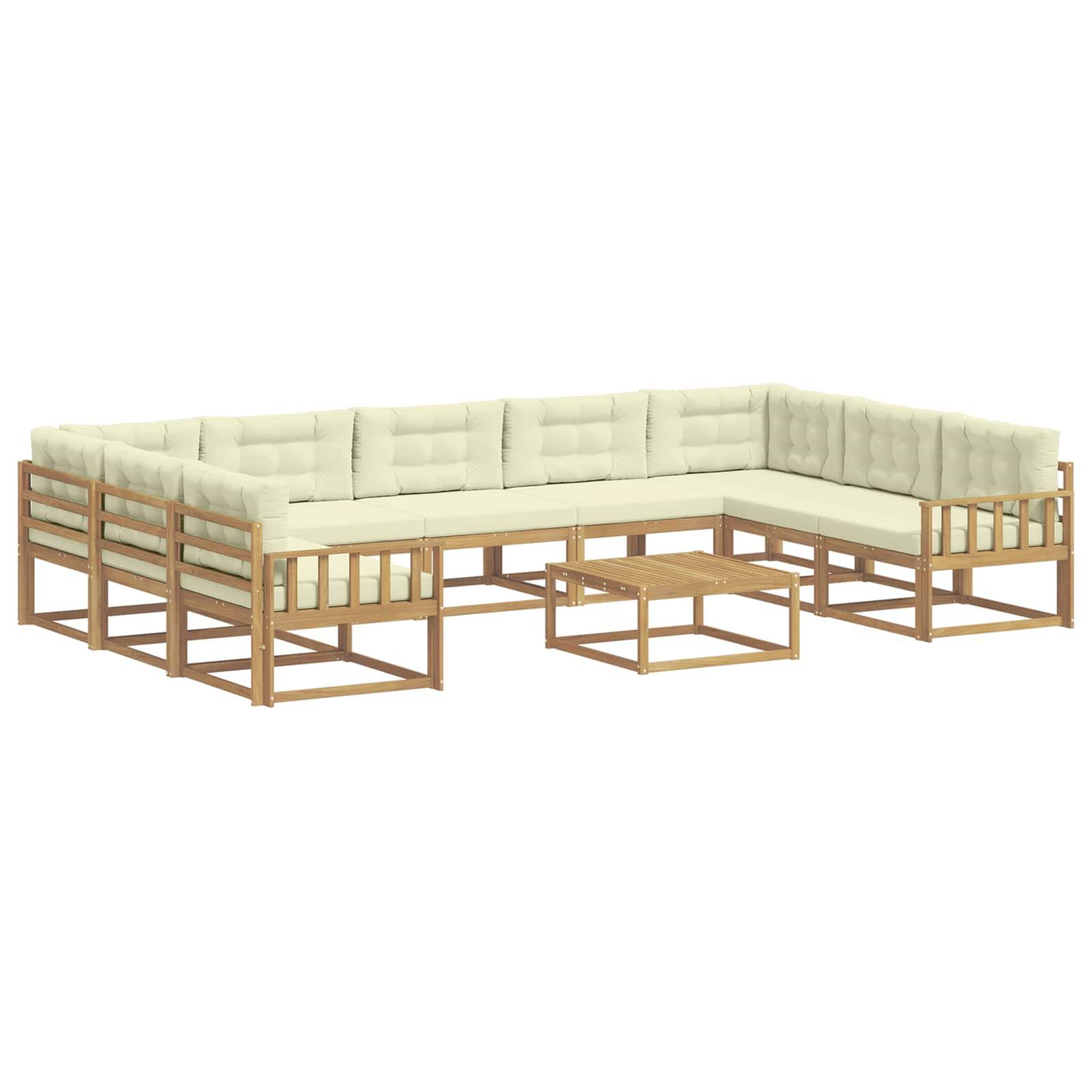 vidaXL Outdoor-Sofagarnitur mit Kissen 10 pcs Weiß und Creme