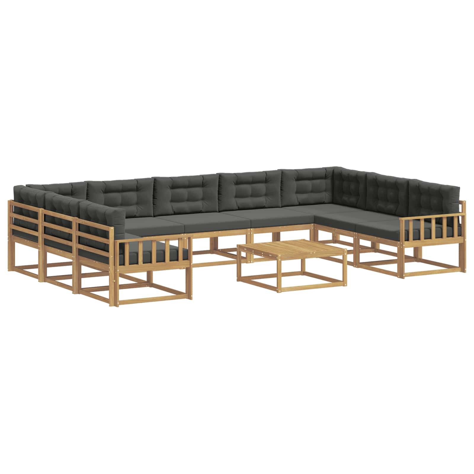 vidaXL Outdoor-Sofagarnitur mit Kissen 10 pcs Weiß und Anthrazit