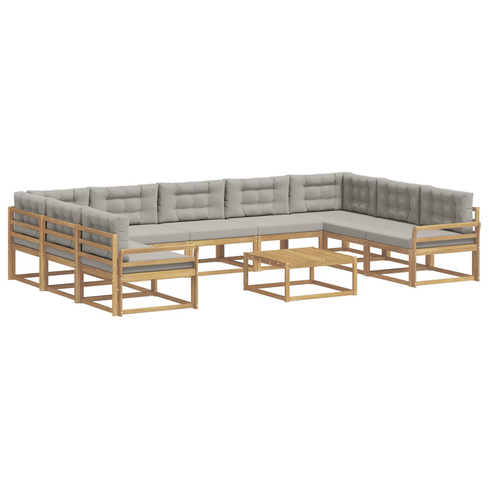 vidaXL Outdoor-Sofagarnitur mit Kissen 10 pcs Weiß und Hellgrau