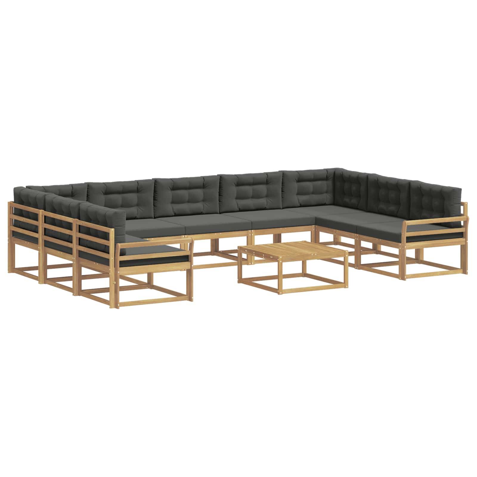 vidaXL Outdoor-Sofagarnitur mit Kissen 10 pcs Weiß und Anthrazit