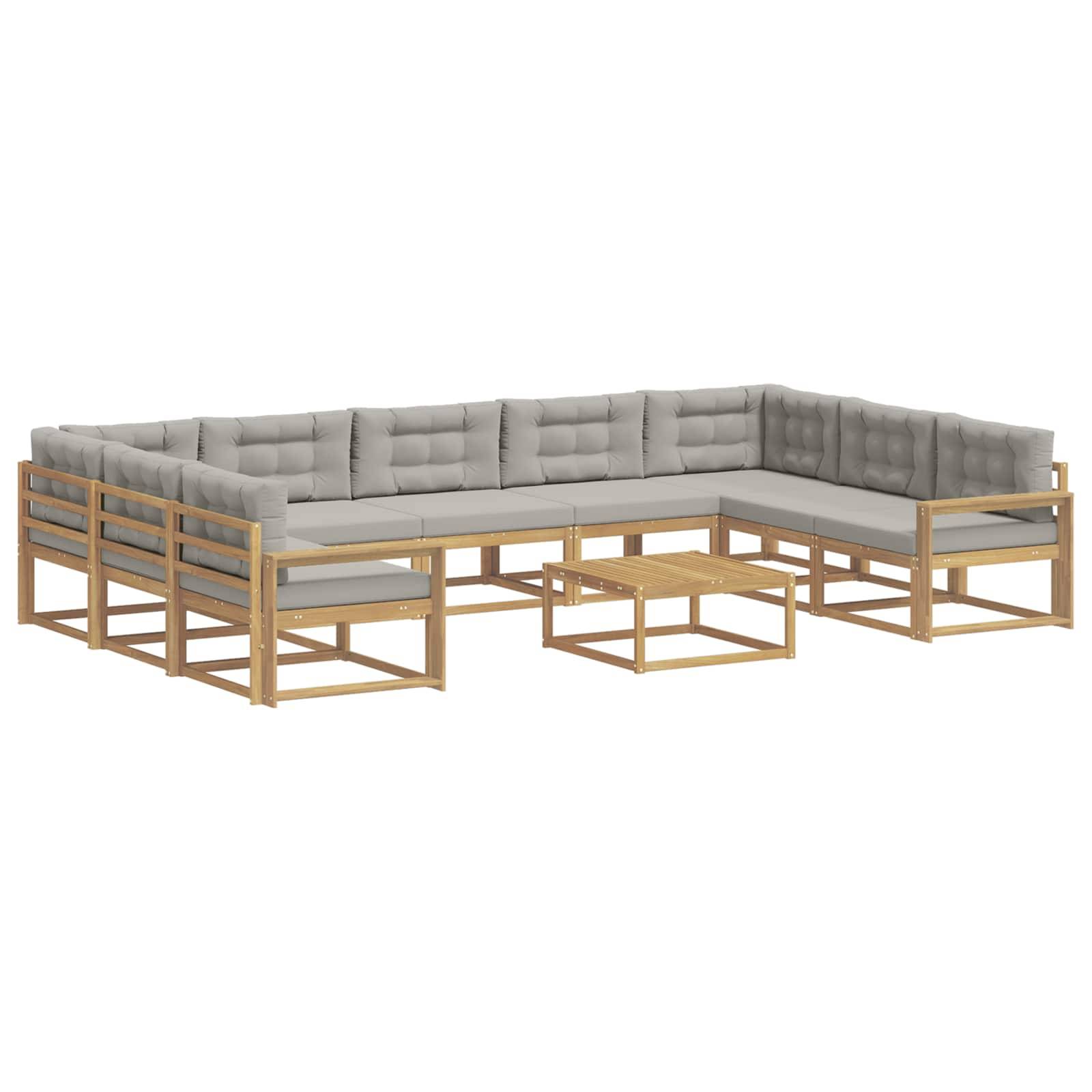 vidaXL Outdoor-Sofagarnitur mit Kissen 10 pcs Weiß und Hellgrau