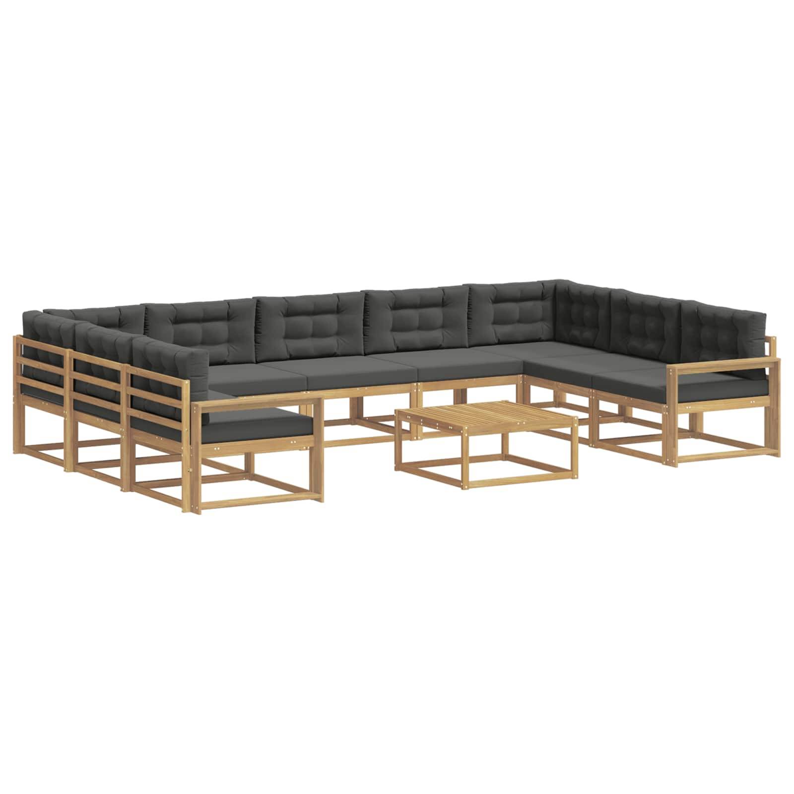 vidaXL Outdoor-Sofagarnitur mit Kissen 10 pcs Weiß und Anthrazit