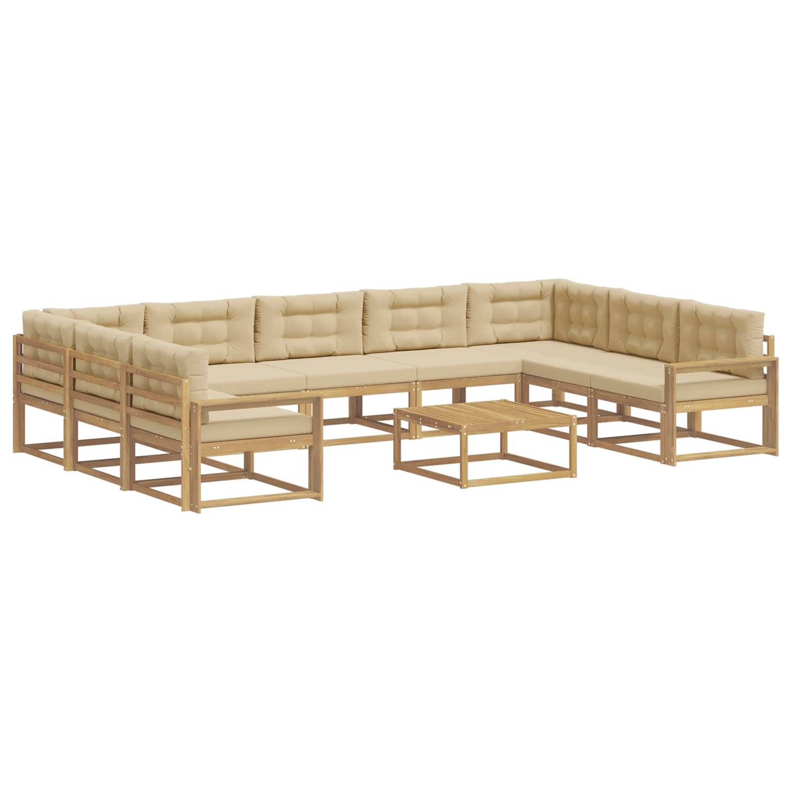 vidaXL Outdoor-Sofagarnitur mit Kissen 10 pcs Weiß und Beige