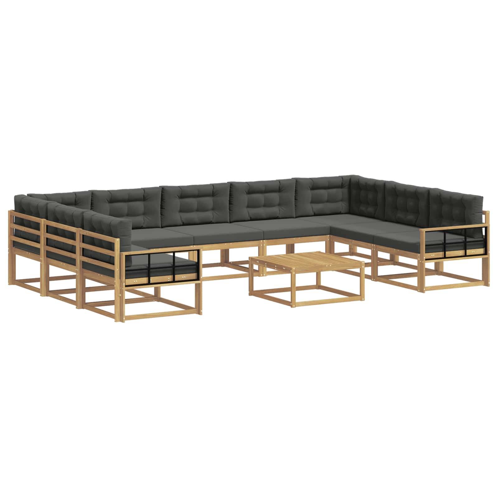 vidaXL Outdoor-Sofagarnitur mit Kissen 10 pcs Weiß und Anthrazit