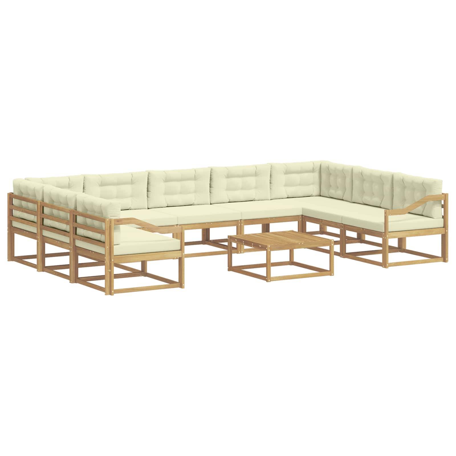 vidaXL Outdoor-Sofagarnitur mit Kissen 10 pcs Weiß und Creme