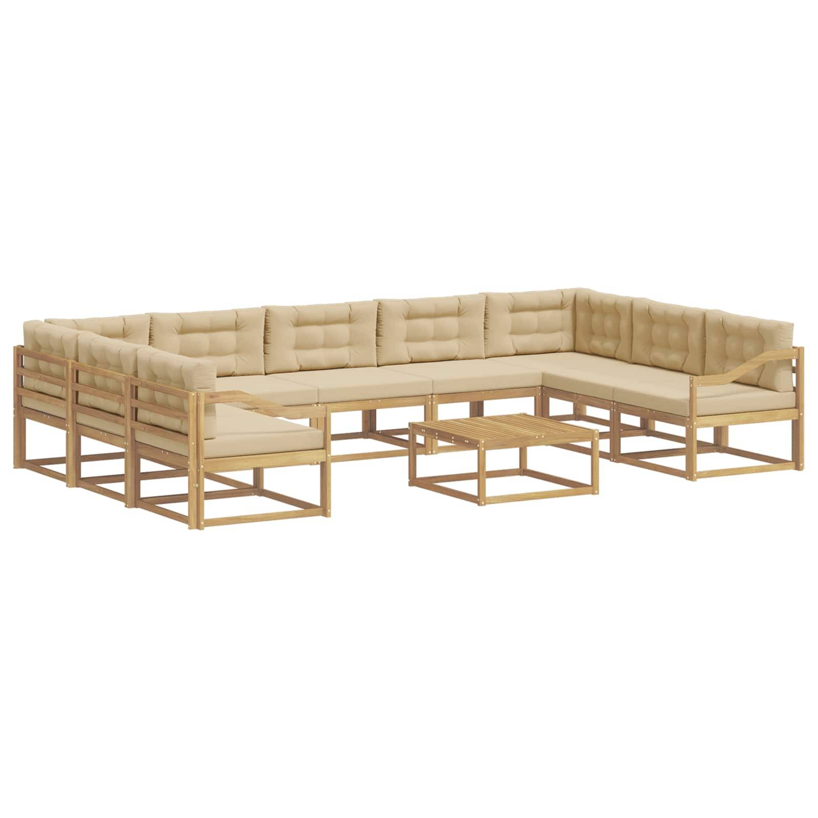 vidaXL Outdoor-Sofagarnitur mit Kissen 10 pcs Weiß und Beige