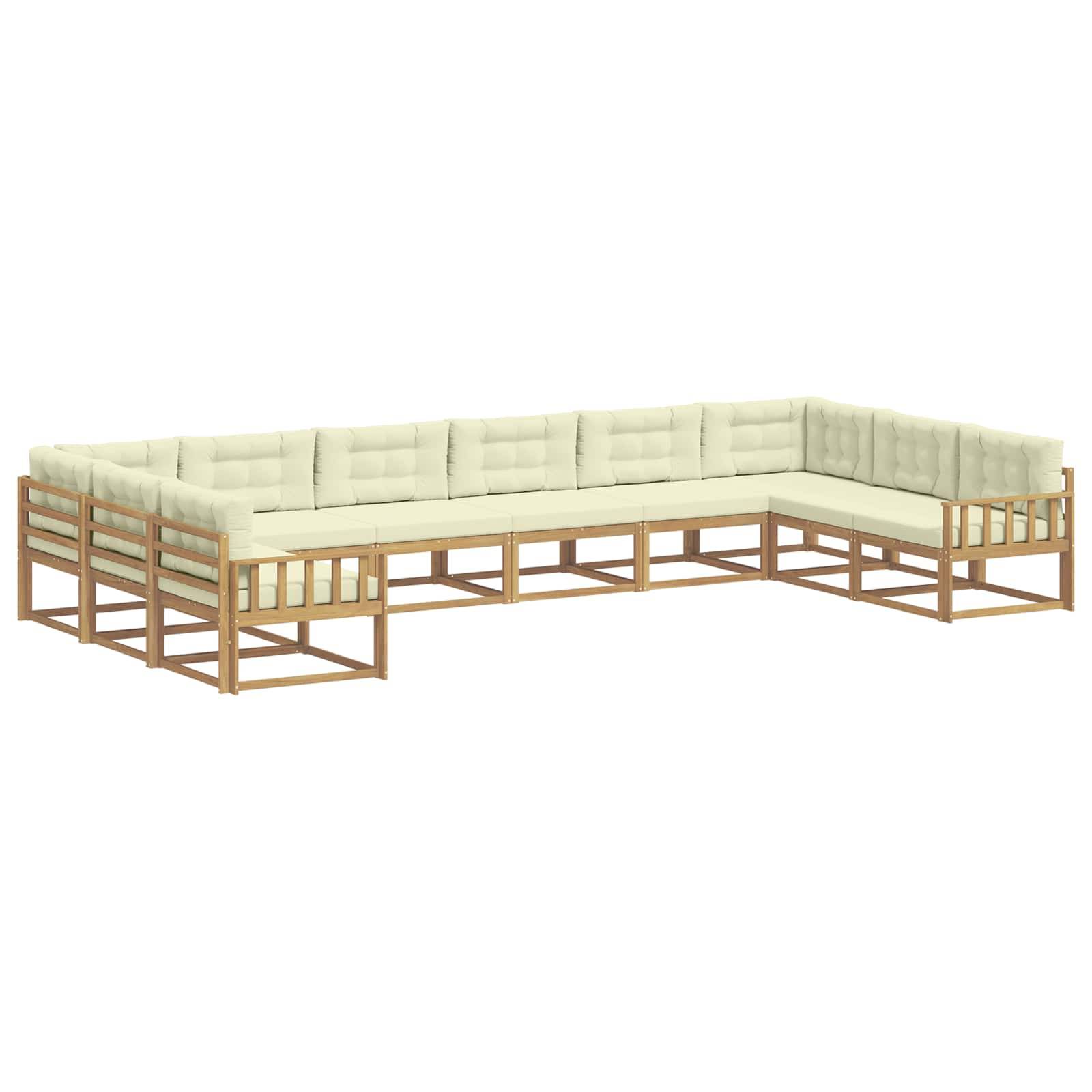 vidaXL Outdoor-Sofagarnitur mit Kissen 10 pcs Weiß und Creme