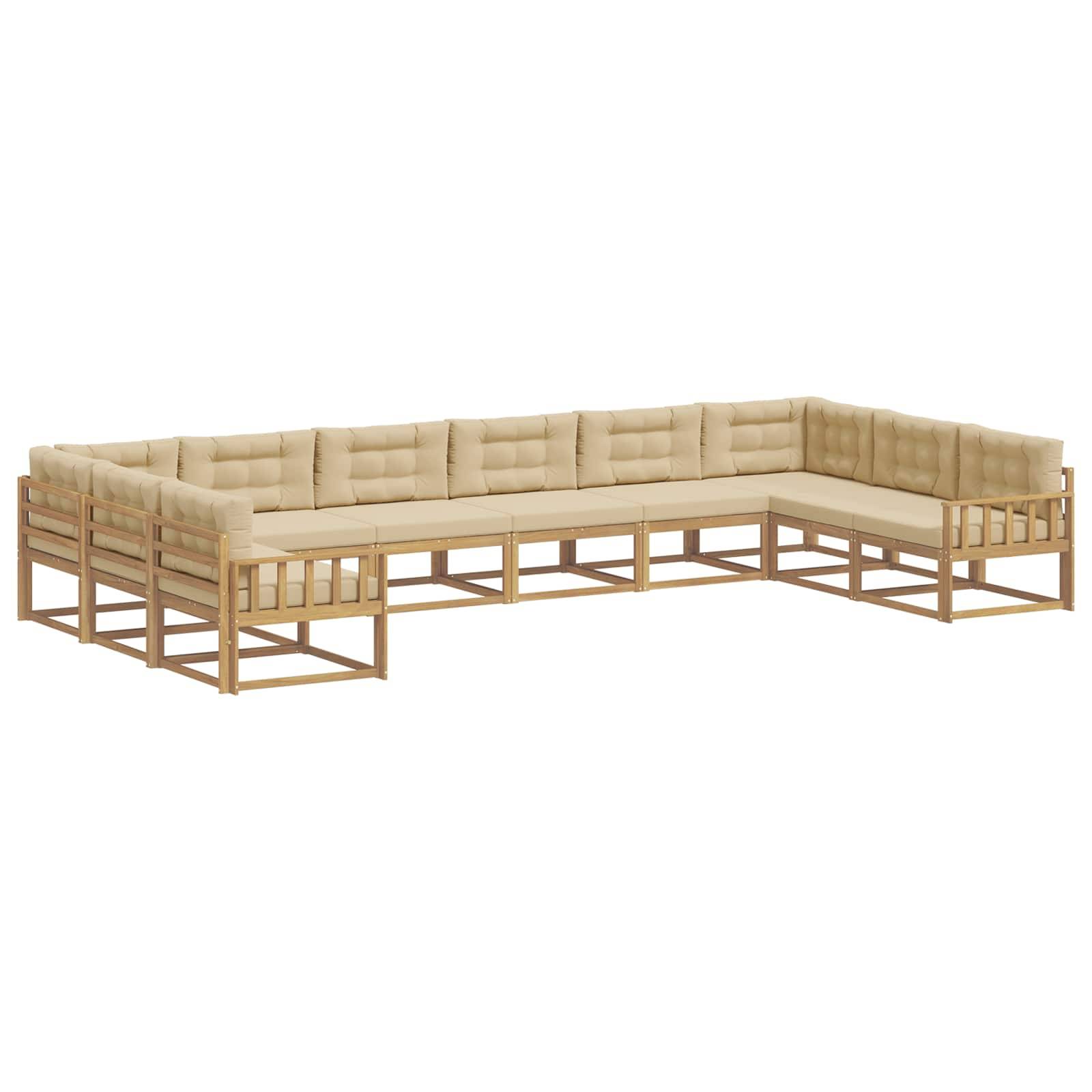 vidaXL Outdoor-Sofagarnitur mit Kissen 10 pcs Weiß und Beige