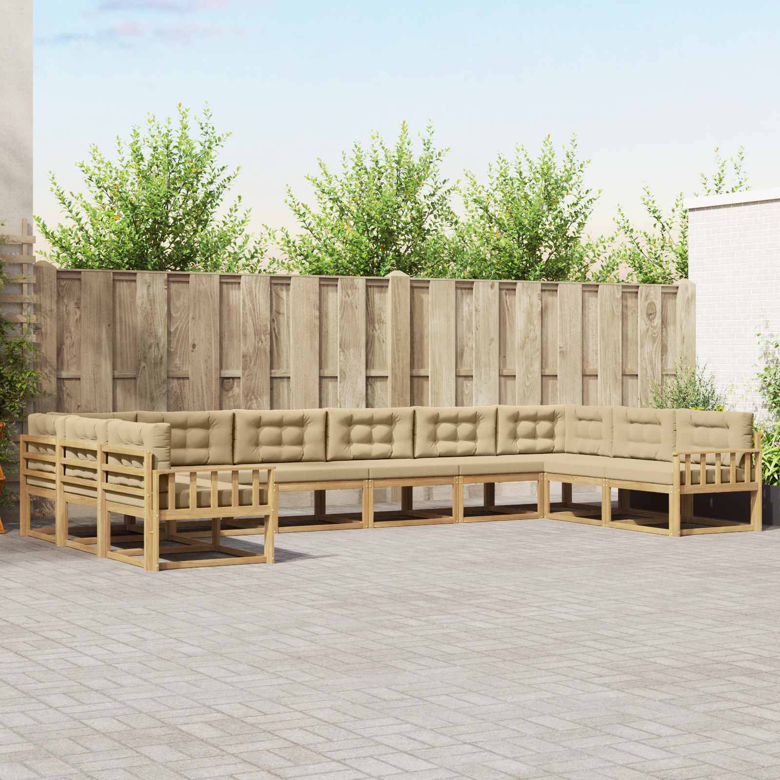 vidaXL Outdoor-Sofagarnitur mit Kissen 10 pcs Weiß und Beige