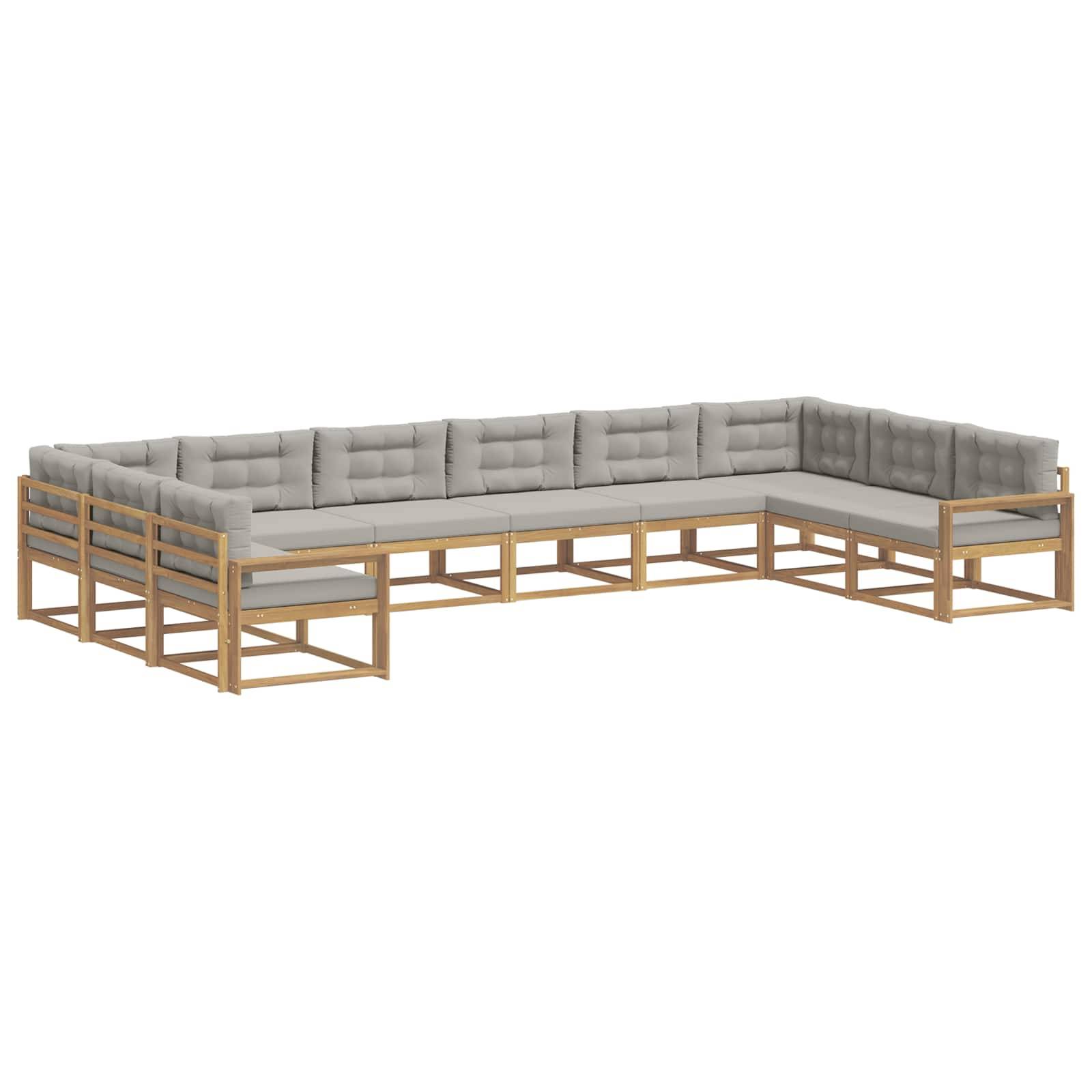 vidaXL Outdoor-Sofagarnitur mit Kissen 10 pcs Weiß und Hellgrau