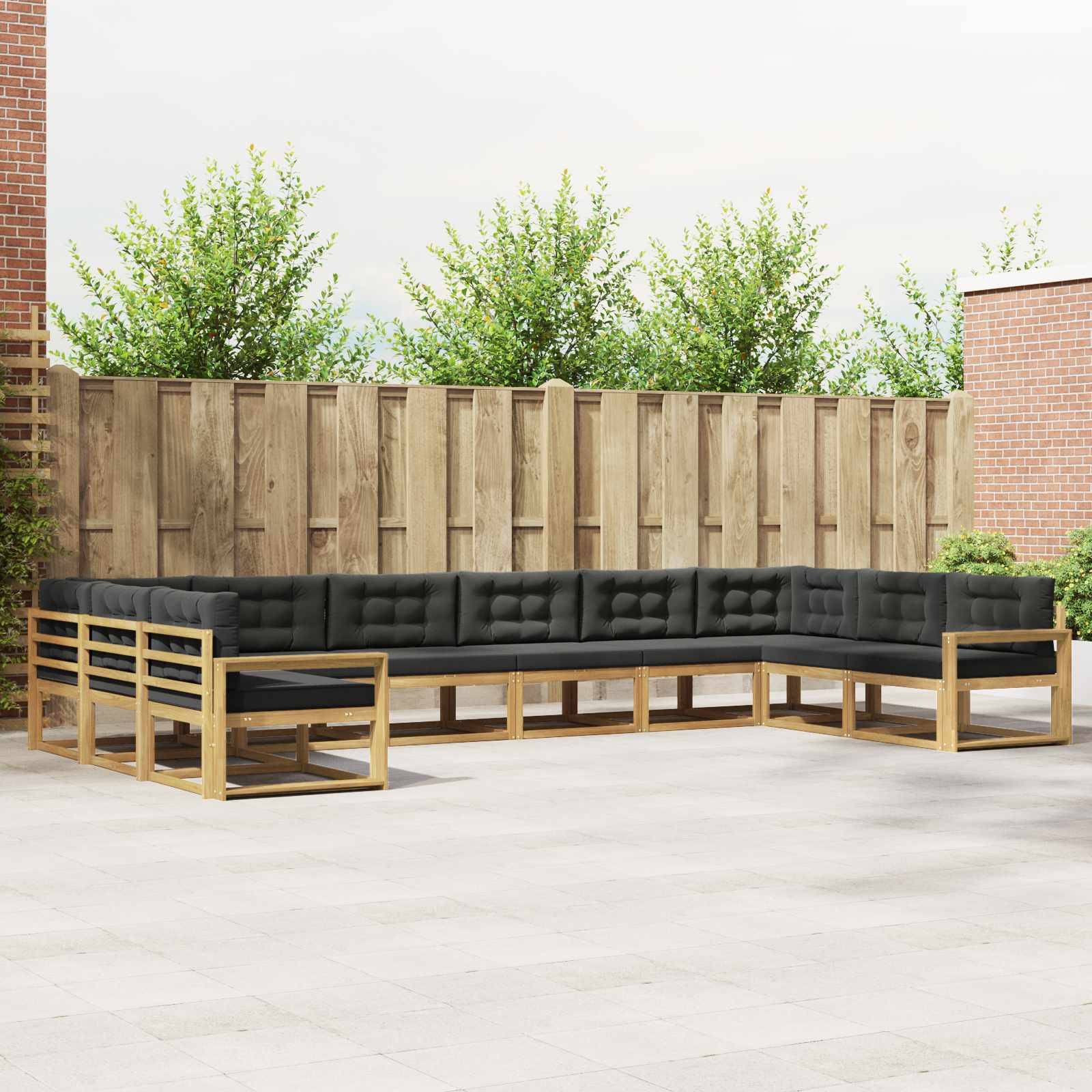vidaXL Outdoor-Sofagarnitur mit Kissen 10 pcs Weiß und Anthrazit