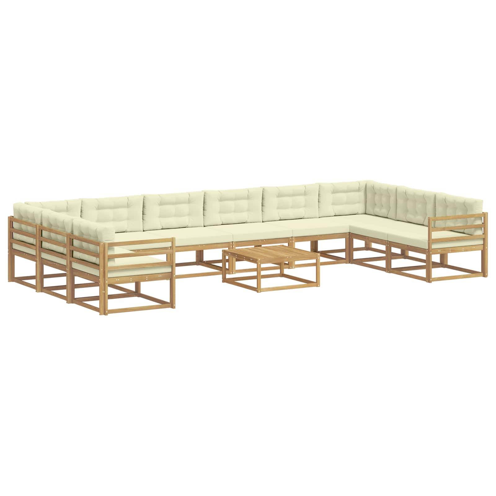 vidaXL Outdoor-Sofagarnitur mit Kissen 11 pcs Weiß und Creme