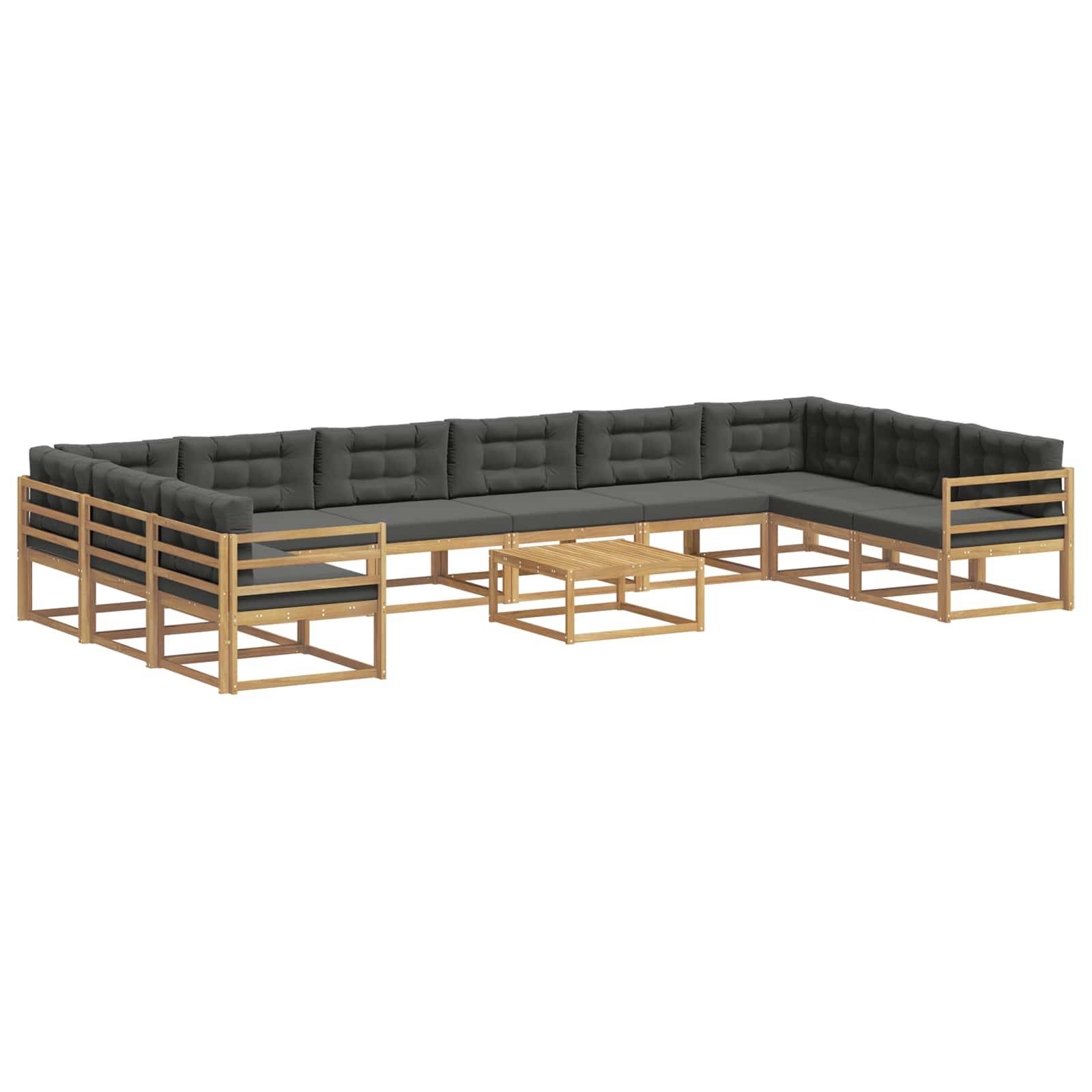 vidaXL Outdoor-Sofagarnitur mit Kissen 11 pcs Weiß und Anthrazit