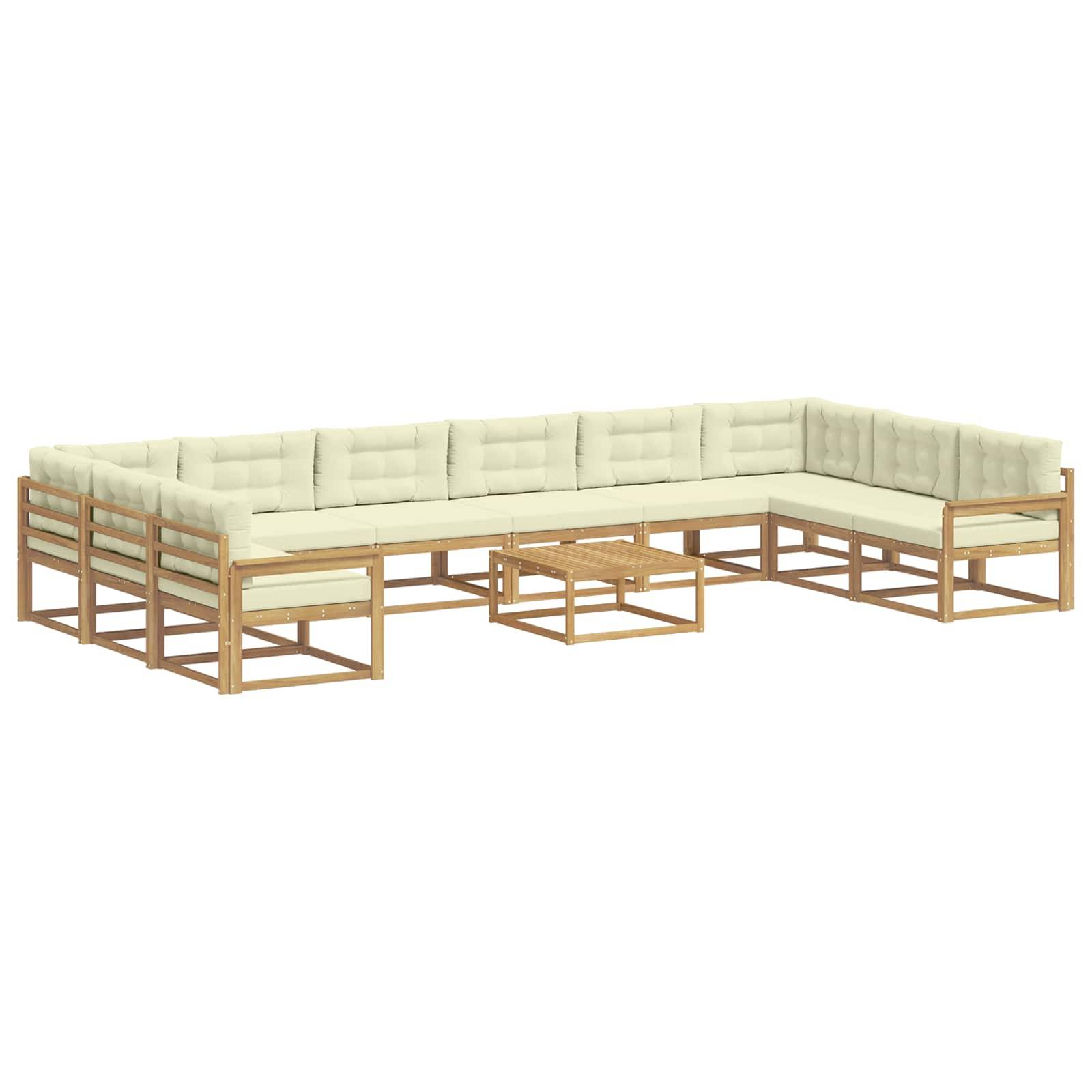 vidaXL Outdoor-Sofagarnitur mit Kissen 11 pcs Weiß und Creme