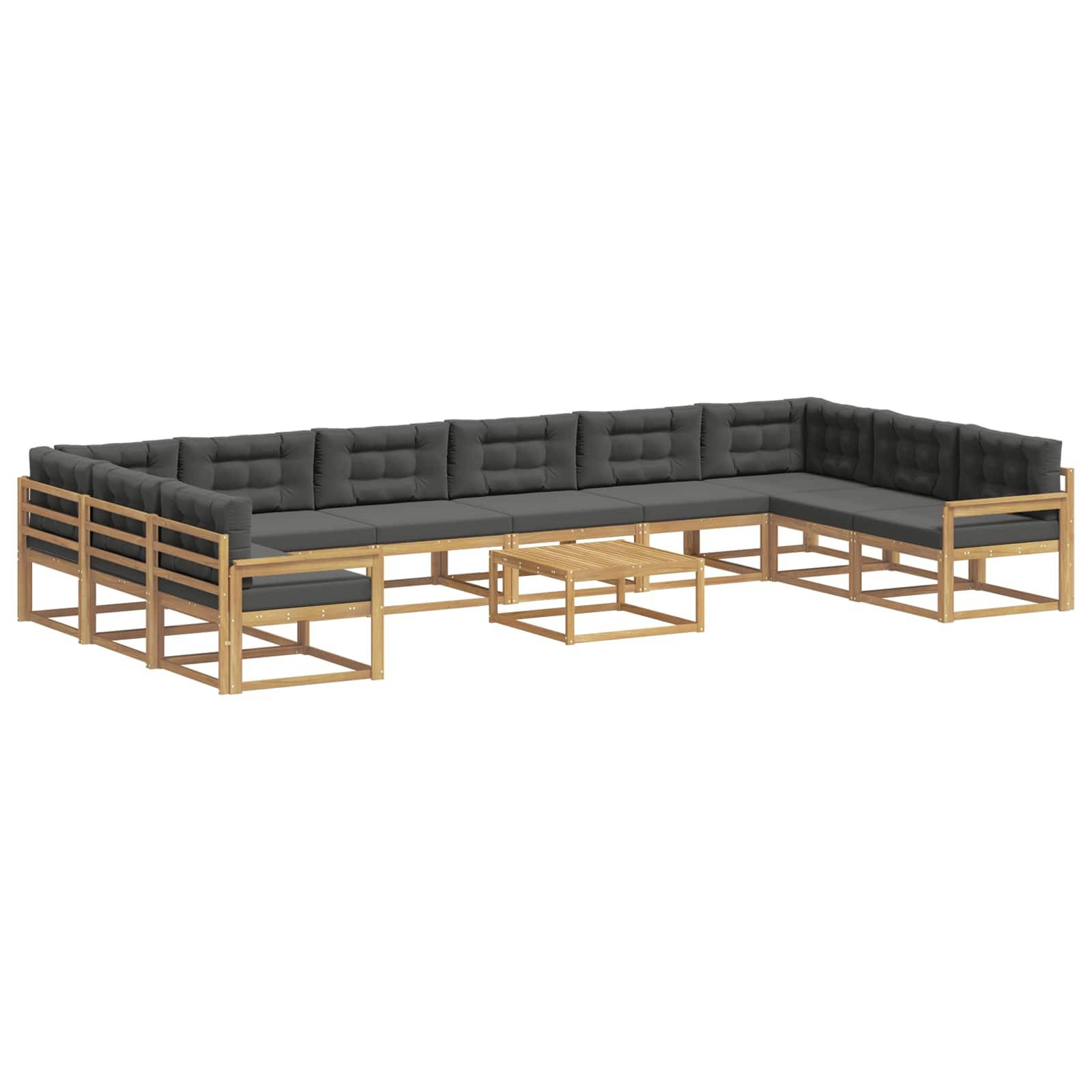 vidaXL Outdoor-Sofagarnitur mit Kissen 11 pcs Weiß und Anthrazit