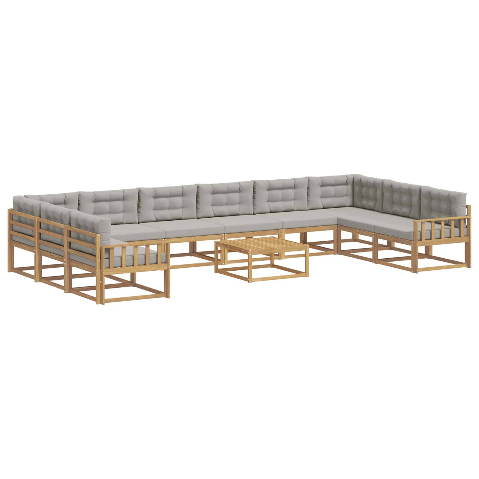 vidaXL Outdoor-Sofagarnitur mit Kissen 11 pcs Weiß und Hellgrau