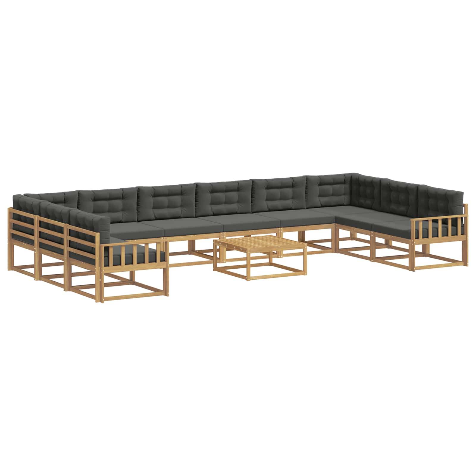vidaXL Outdoor-Sofagarnitur mit Kissen 11 pcs Weiß und Anthrazit