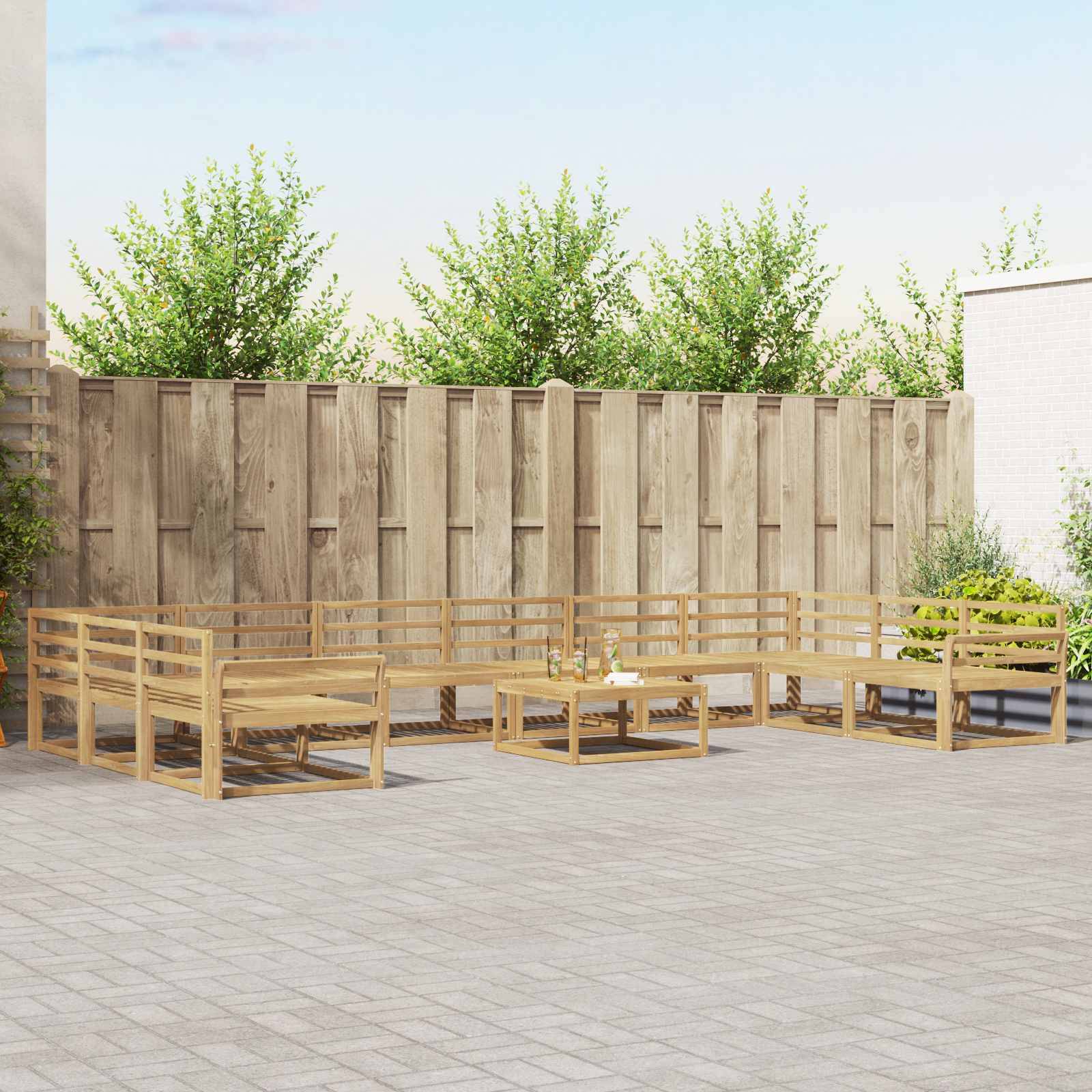 vidaXL Outdoor-Sofagarnitur 11 pcs Weiß Massivholz Akazie
