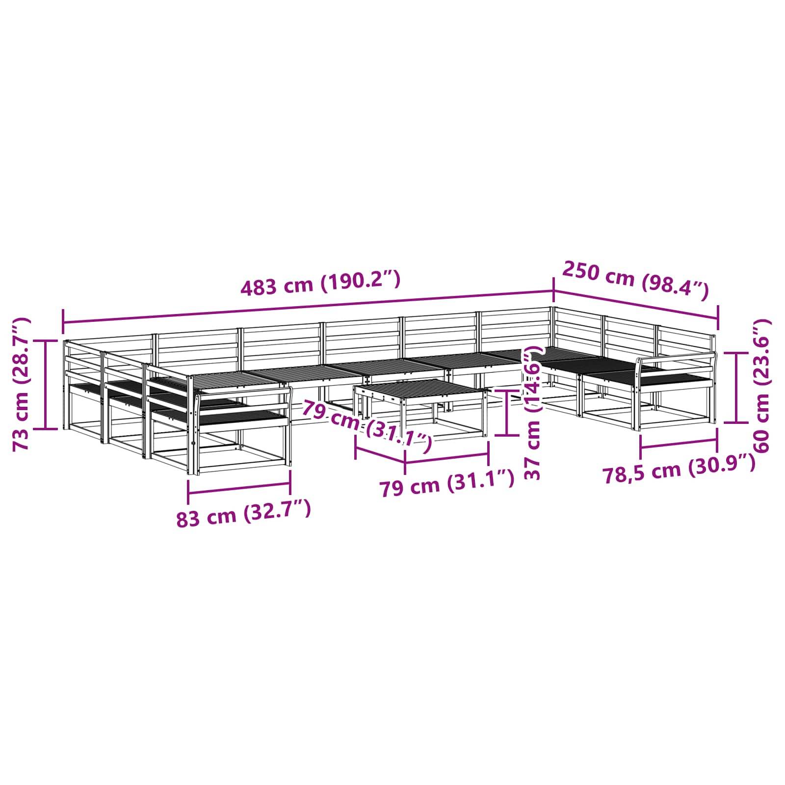 vidaXL Outdoor-Sofagarnitur 11 pcs Weiß Massivholz Akazie