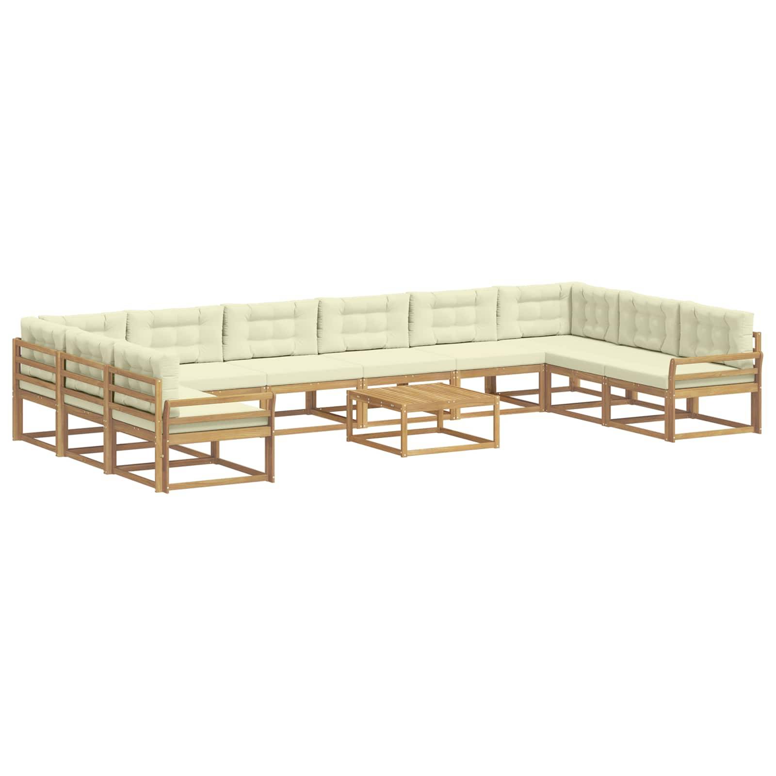 vidaXL Outdoor-Sofagarnitur mit Kissen 11 pcs Weiß und Creme