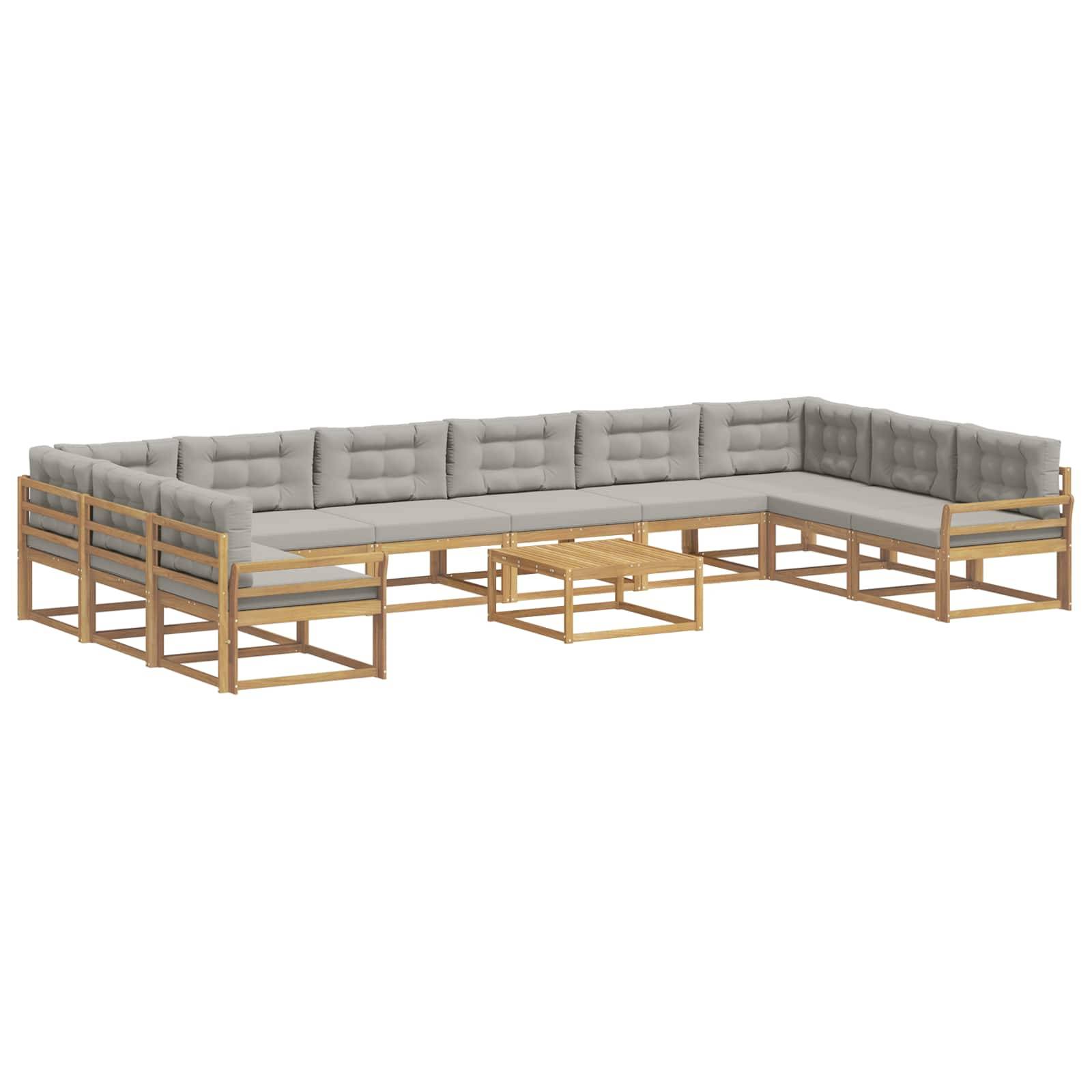 vidaXL Outdoor-Sofagarnitur mit Kissen 11 pcs Weiß und Hellgrau