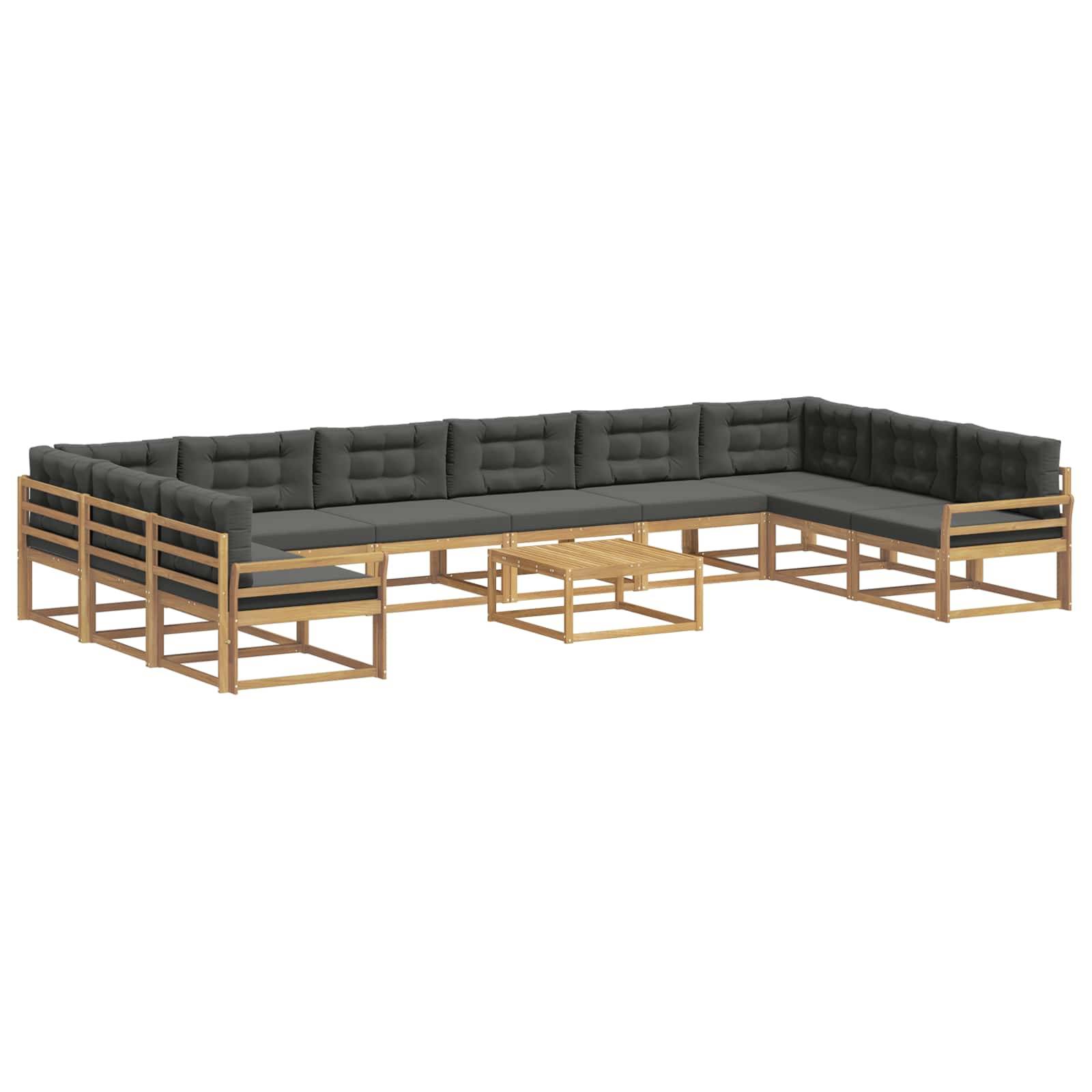 vidaXL Outdoor-Sofagarnitur mit Kissen 11 pcs Weiß und Anthrazit