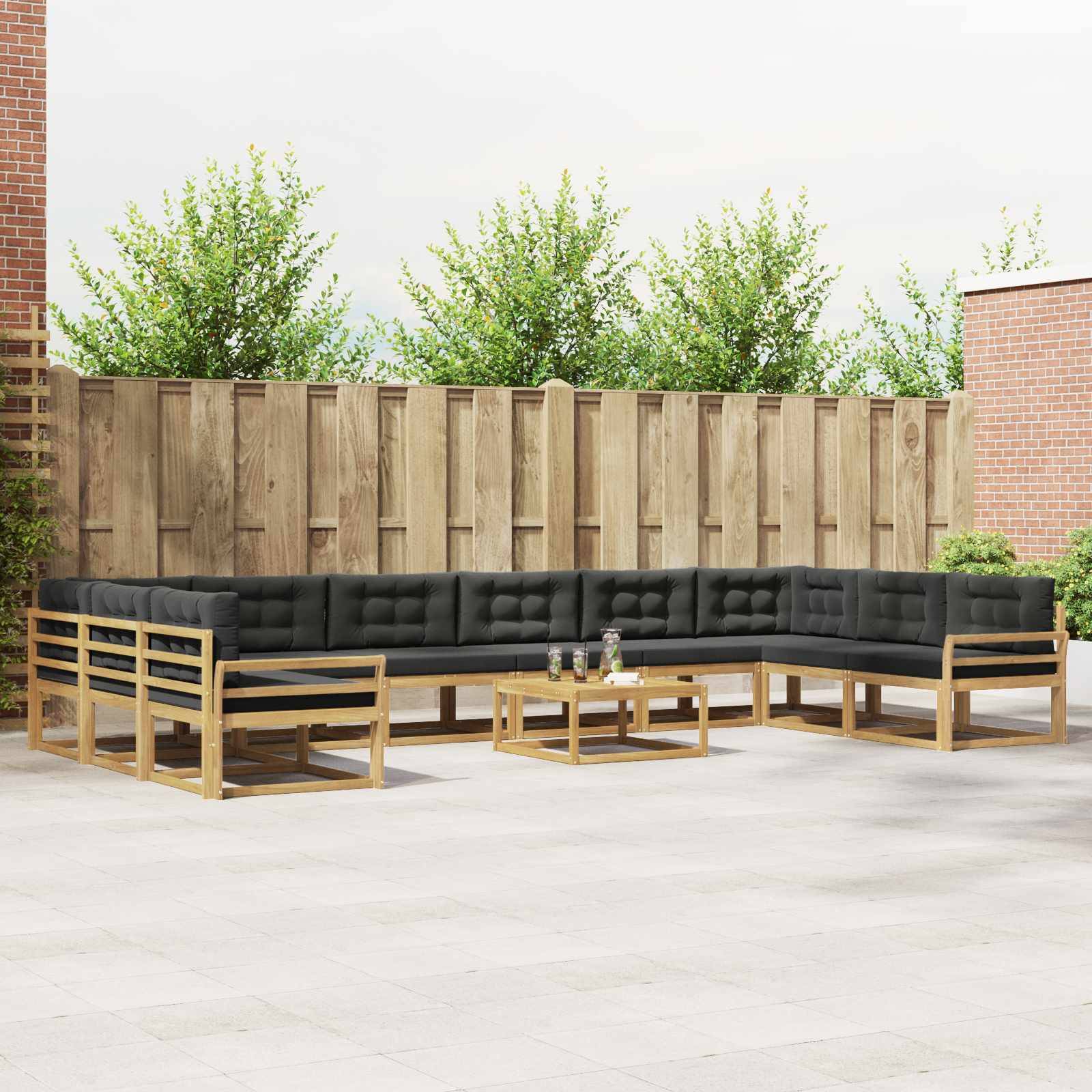 vidaXL Outdoor-Sofagarnitur mit Kissen 11 pcs Weiß und Anthrazit