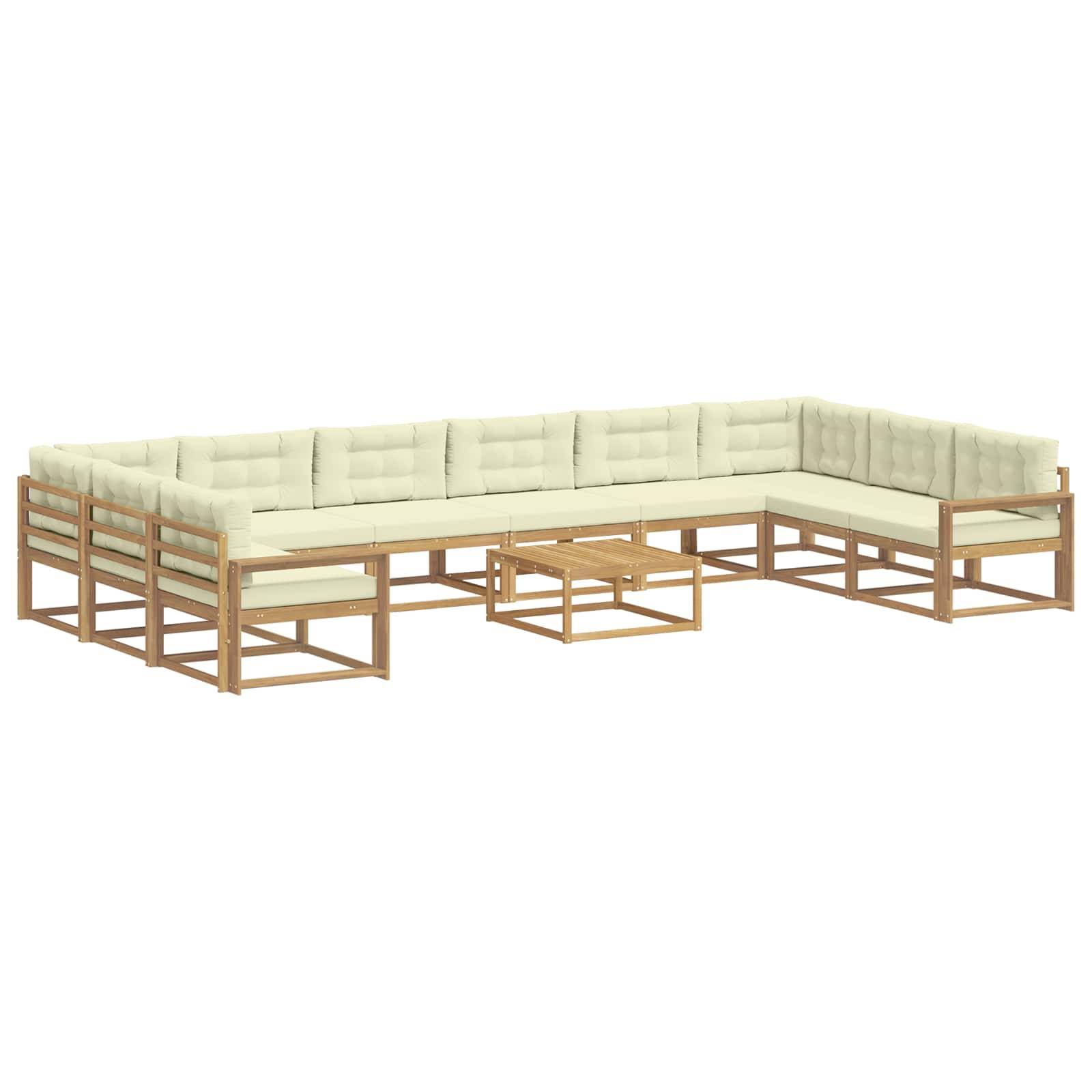 vidaXL Outdoor-Sofagarnitur mit Kissen 11 pcs Weiß und Creme