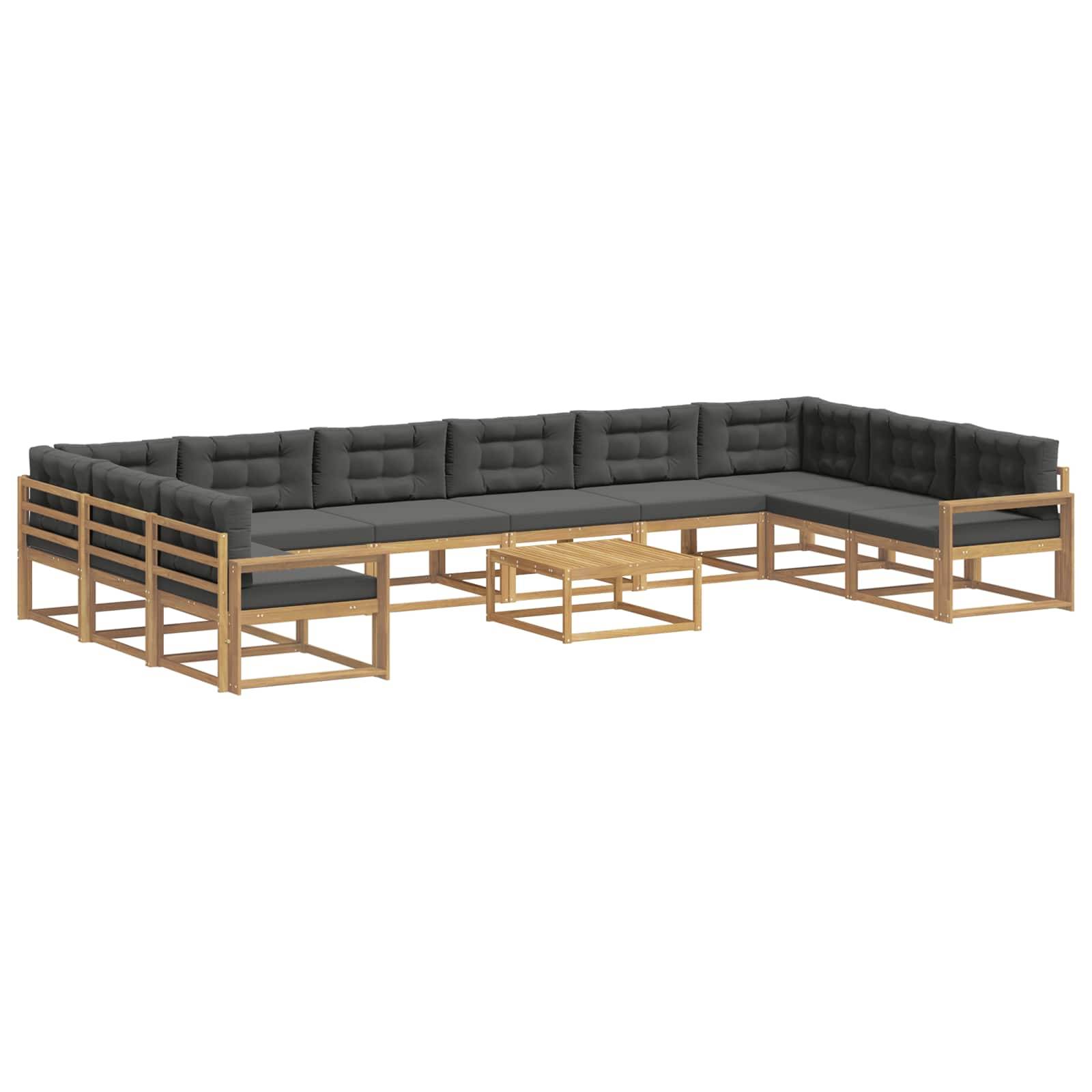 vidaXL Outdoor-Sofagarnitur mit Kissen 11 pcs Weiß und Anthrazit