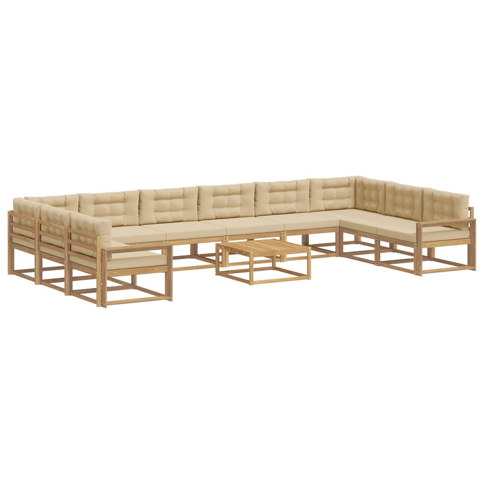 vidaXL Outdoor-Sofagarnitur mit Kissen 11 pcs Weiß und Beige