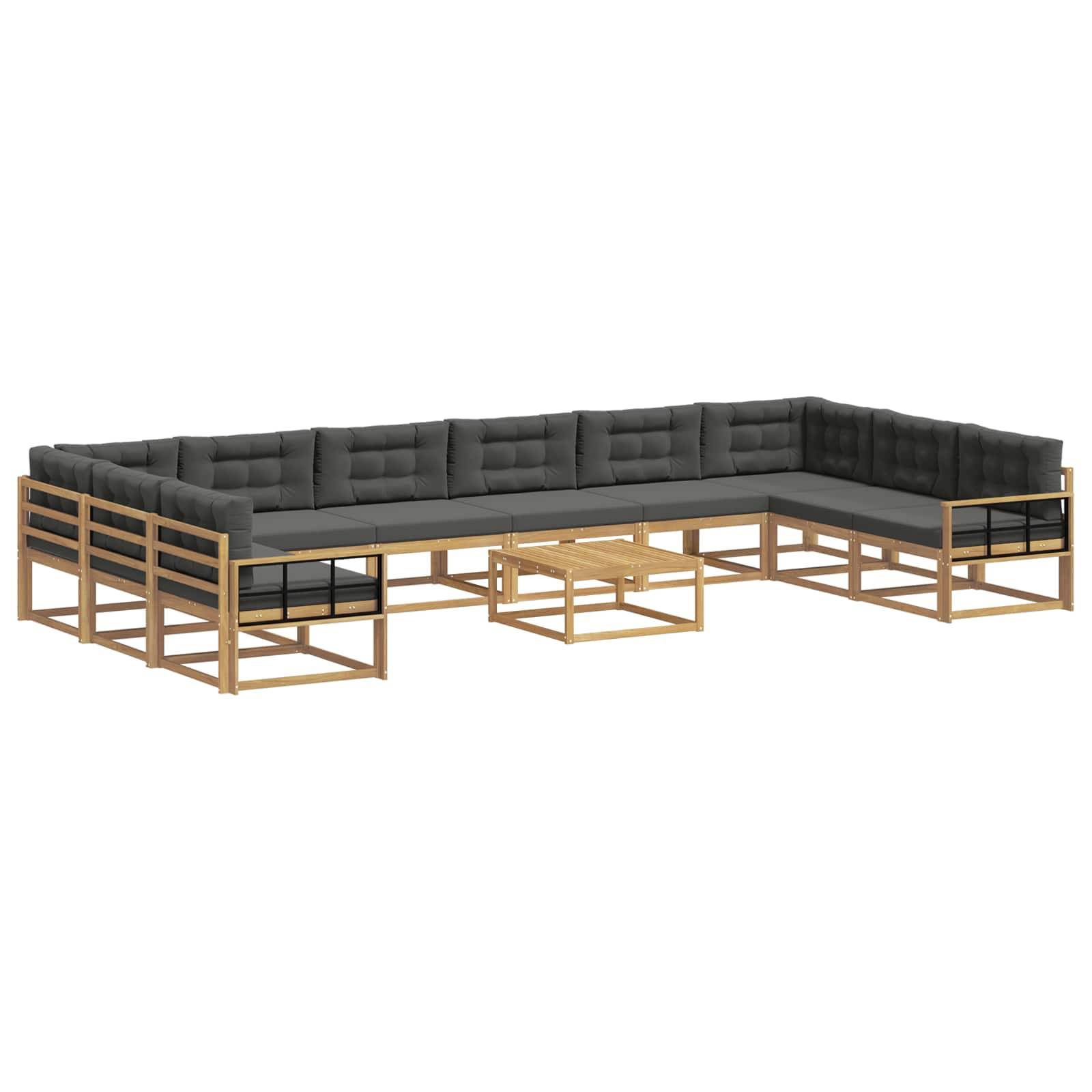 vidaXL Outdoor-Sofagarnitur mit Kissen 11 pcs Weiß und Anthrazit