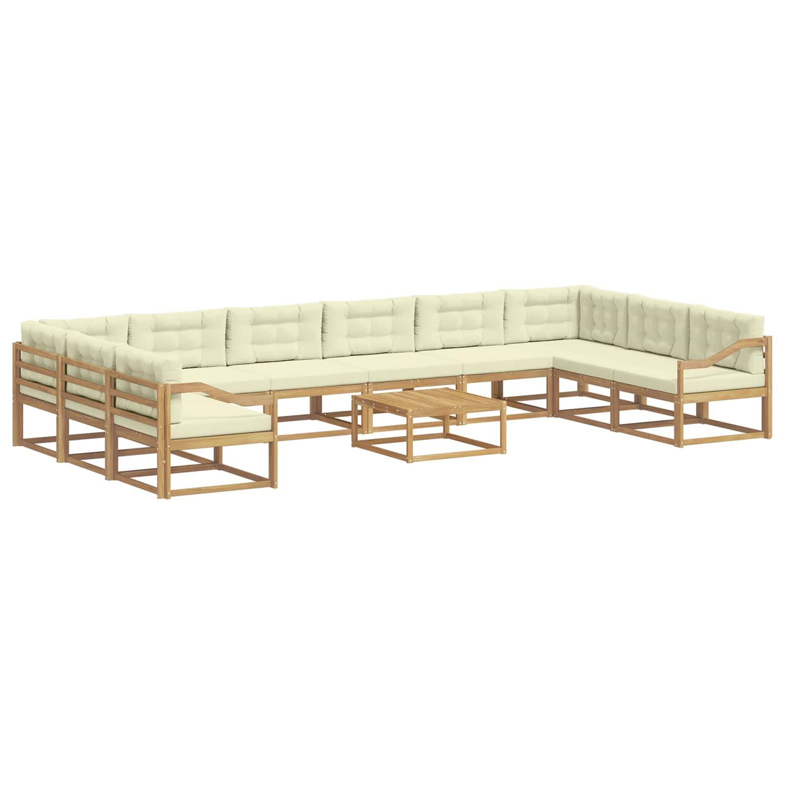 vidaXL Outdoor-Sofagarnitur mit Kissen 11 pcs Weiß und Creme