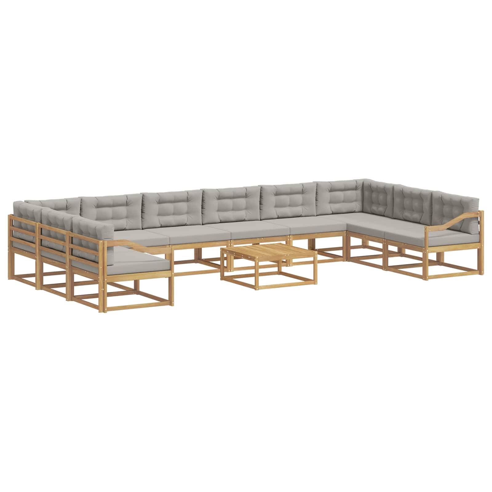 vidaXL Outdoor-Sofagarnitur mit Kissen 11 pcs Weiß und Hellgrau