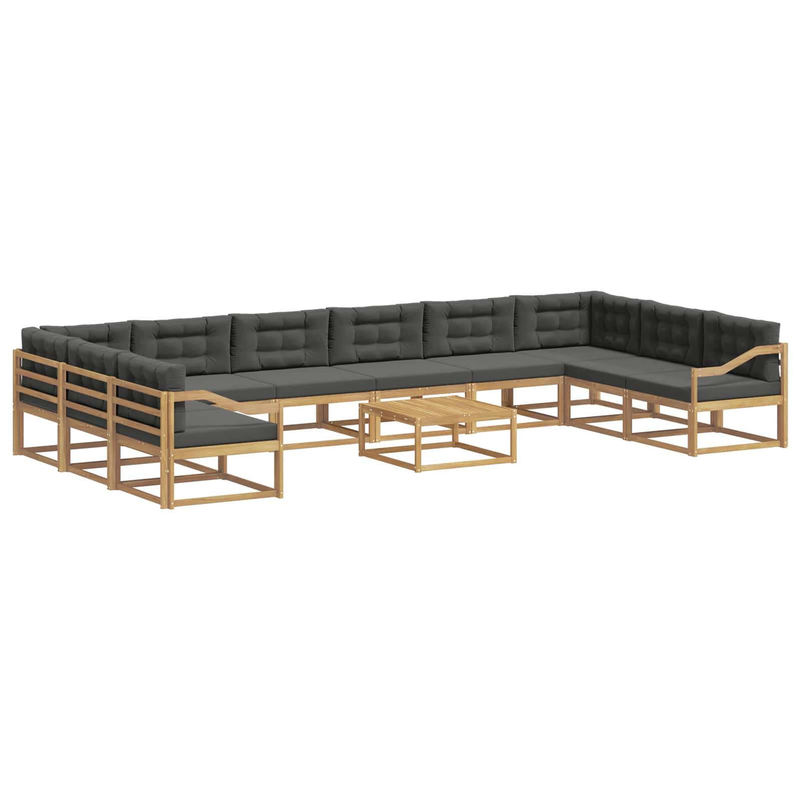 vidaXL Outdoor-Sofagarnitur mit Kissen 11 pcs Weiß und Anthrazit