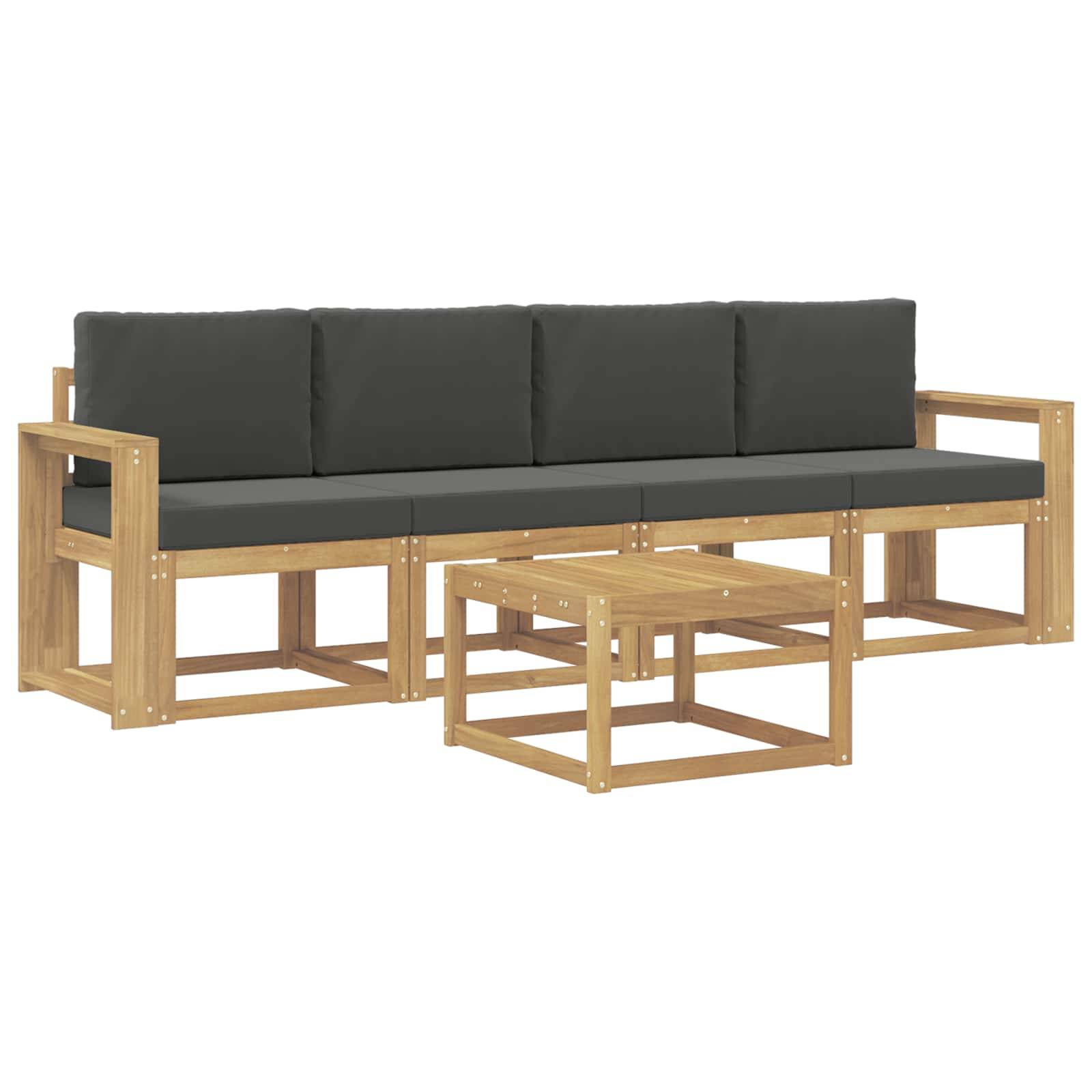 vidaXL Outdoor-Sofagarnitur mit Kissen 5 pcs Weiß und Anthrazit