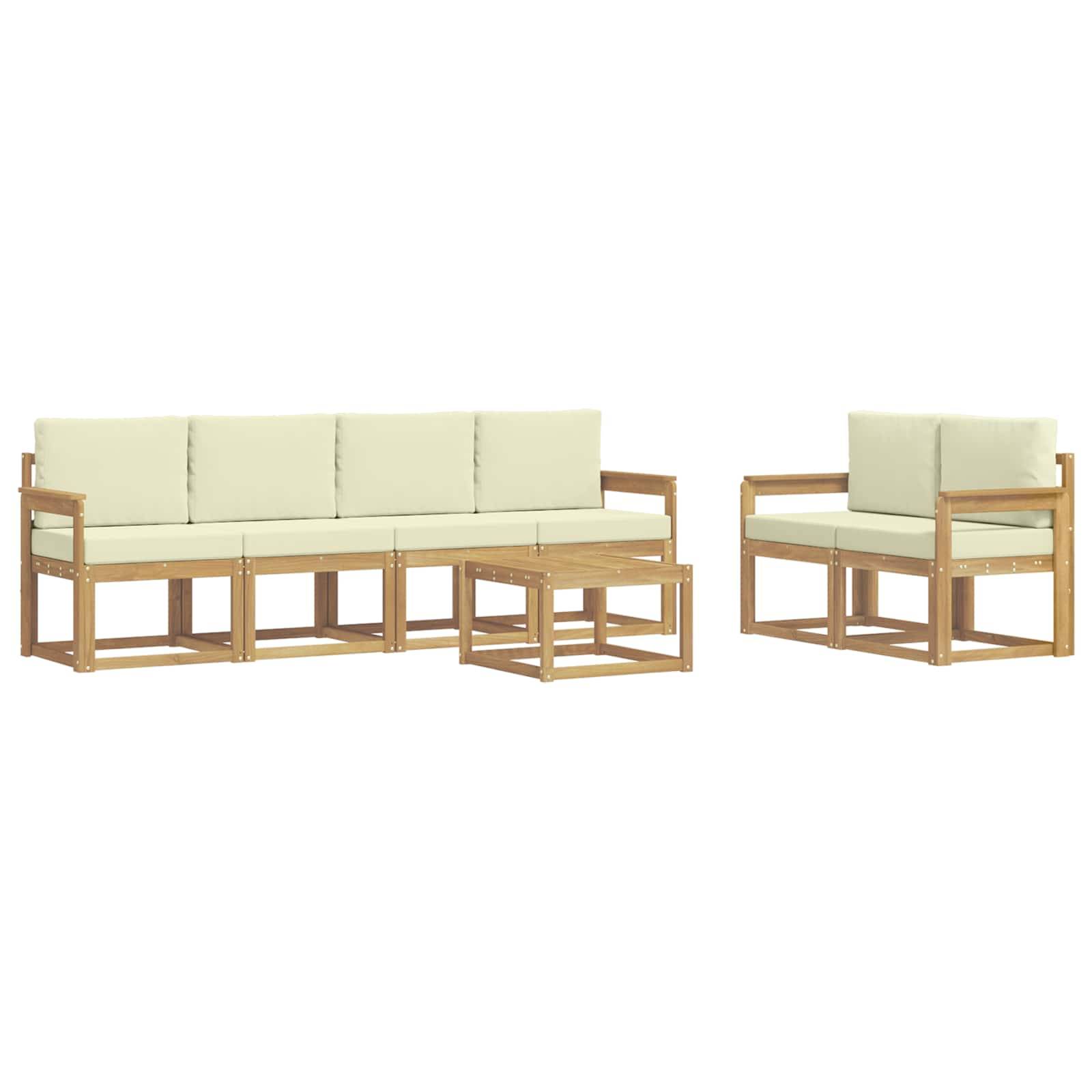 vidaXL Outdoor-Sofagarnitur mit Kissen 7 pcs Weiß und Creme