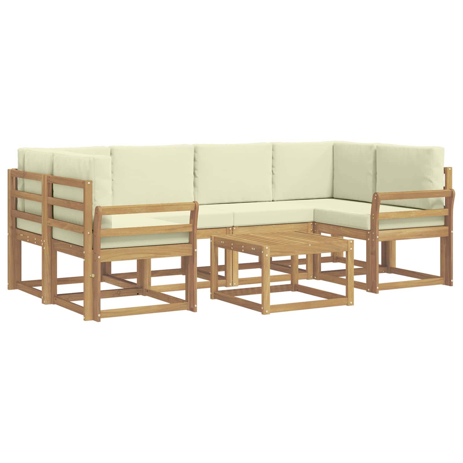 vidaXL Outdoor-Sofagarnitur mit Kissen 7 pcs Weiß und Creme