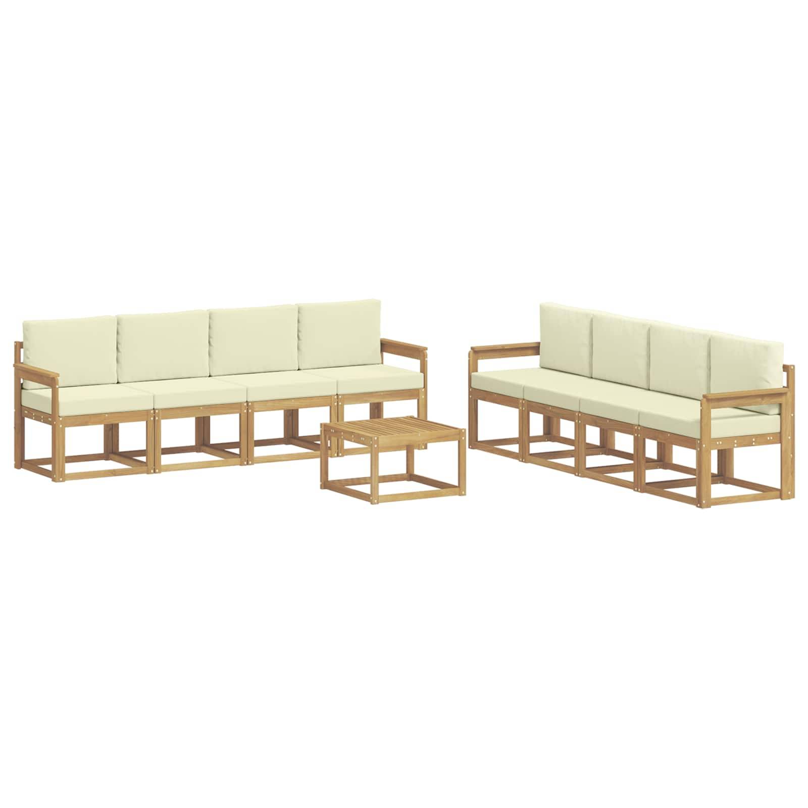 vidaXL Outdoor-Sofagarnitur mit Kissen 9 pcs Weiß und Creme