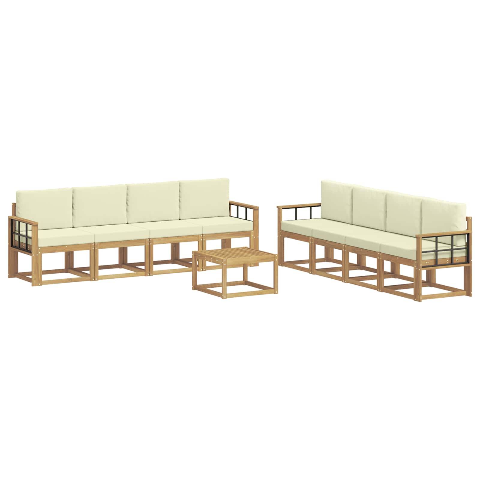 vidaXL Outdoor-Sofagarnitur mit Kissen 9 pcs Weiß und Creme