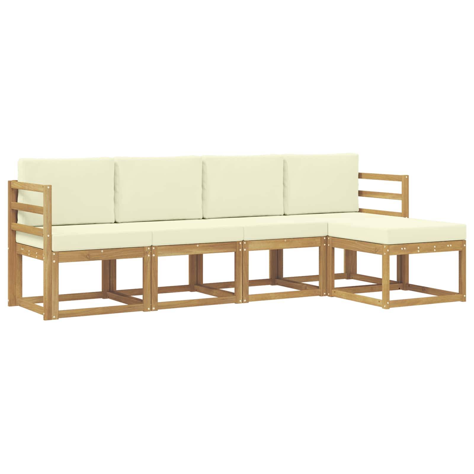 vidaXL Outdoor-Sofagarnitur mit Kissen 5 pcs Weiß und Creme