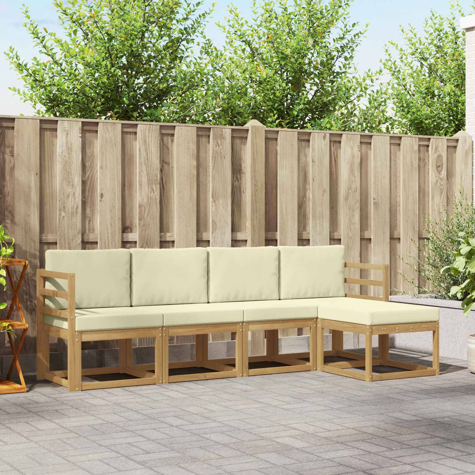 vidaXL Outdoor-Sofagarnitur mit Kissen 5 pcs Weiß und Creme