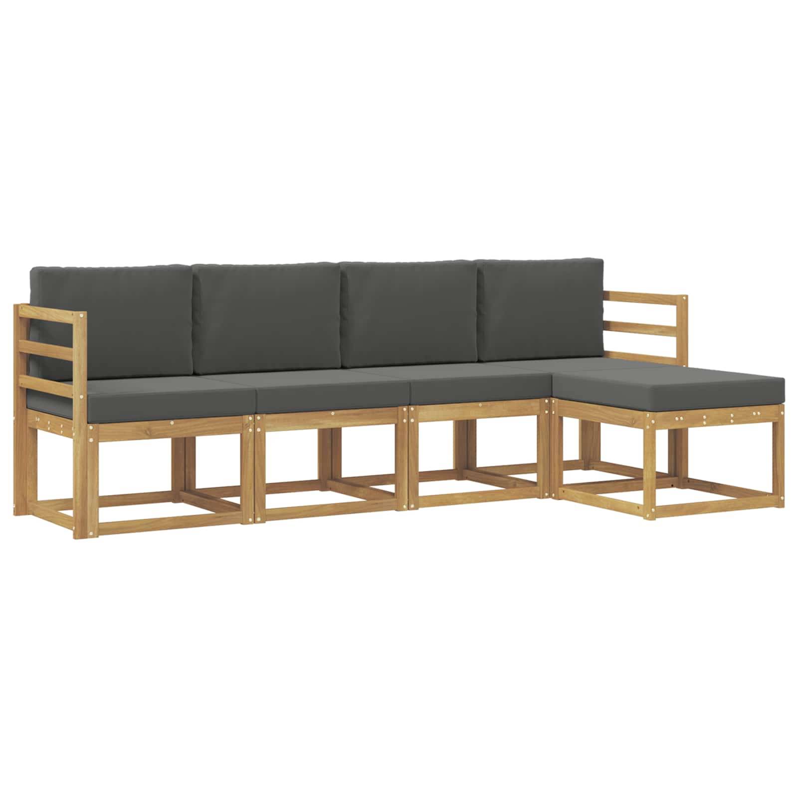 vidaXL Outdoor-Sofagarnitur mit Kissen 5 pcs Weiß und Anthrazit