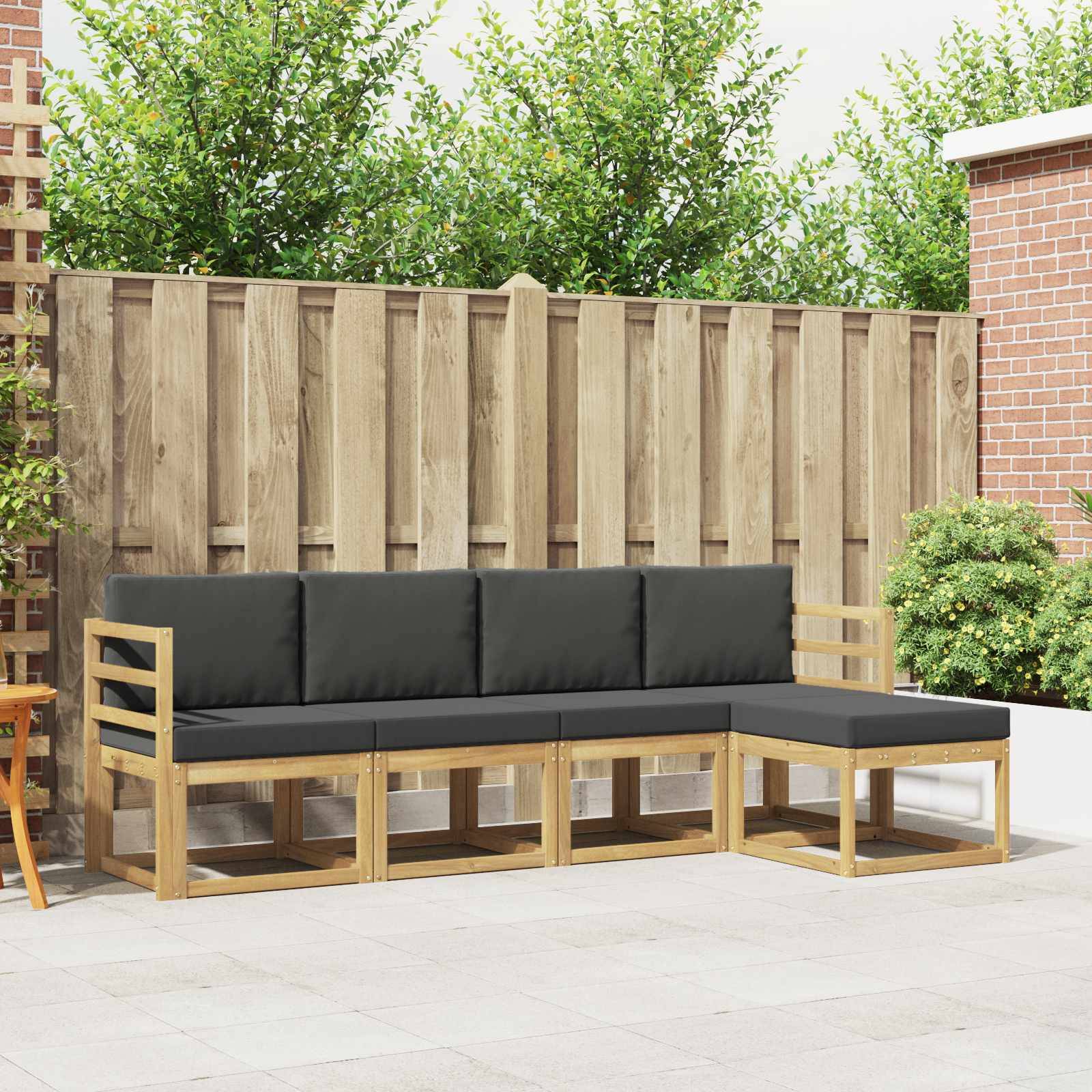 vidaXL Outdoor-Sofagarnitur mit Kissen 5 pcs Weiß und Anthrazit